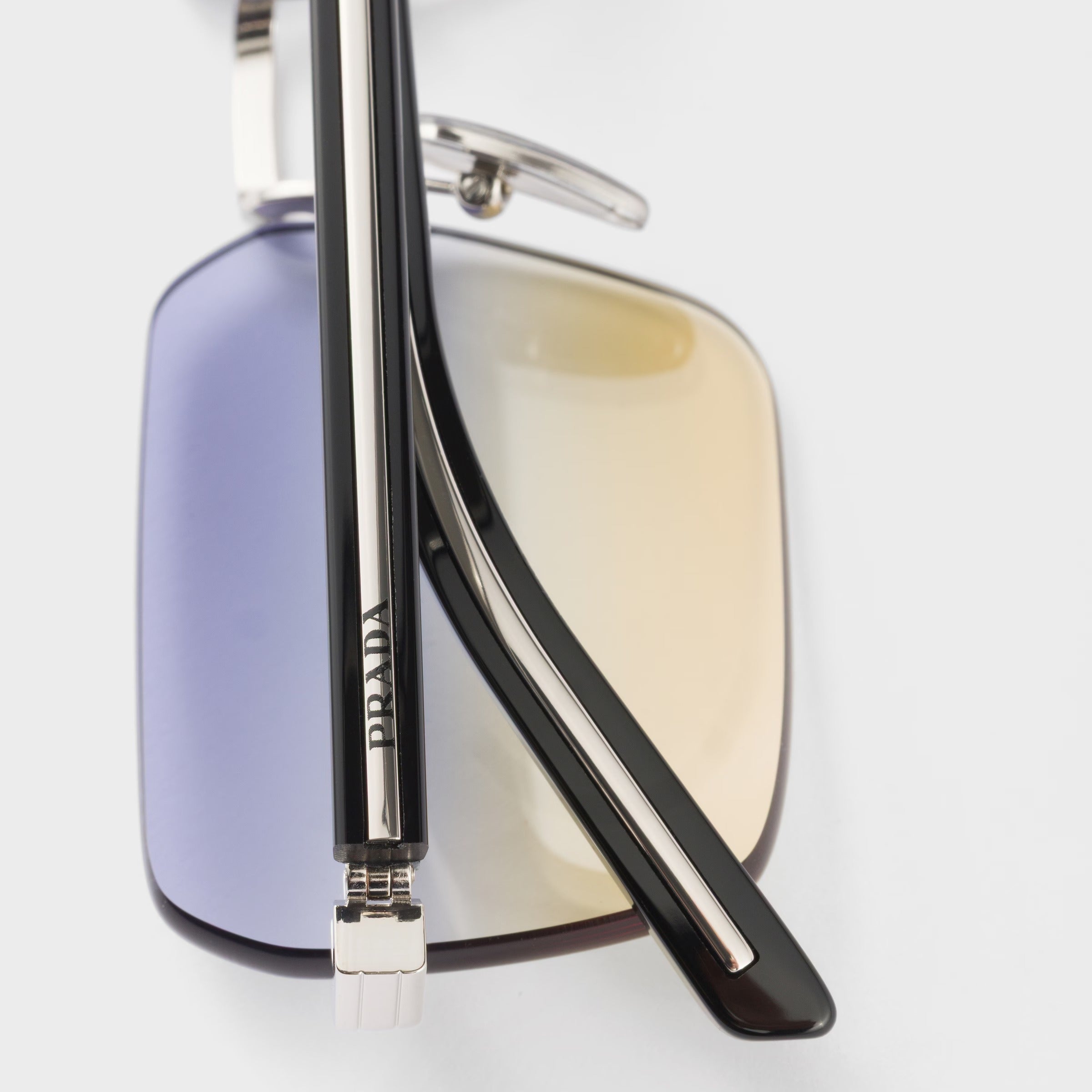 Prada Men Rimless Frame Silver Sunglasses