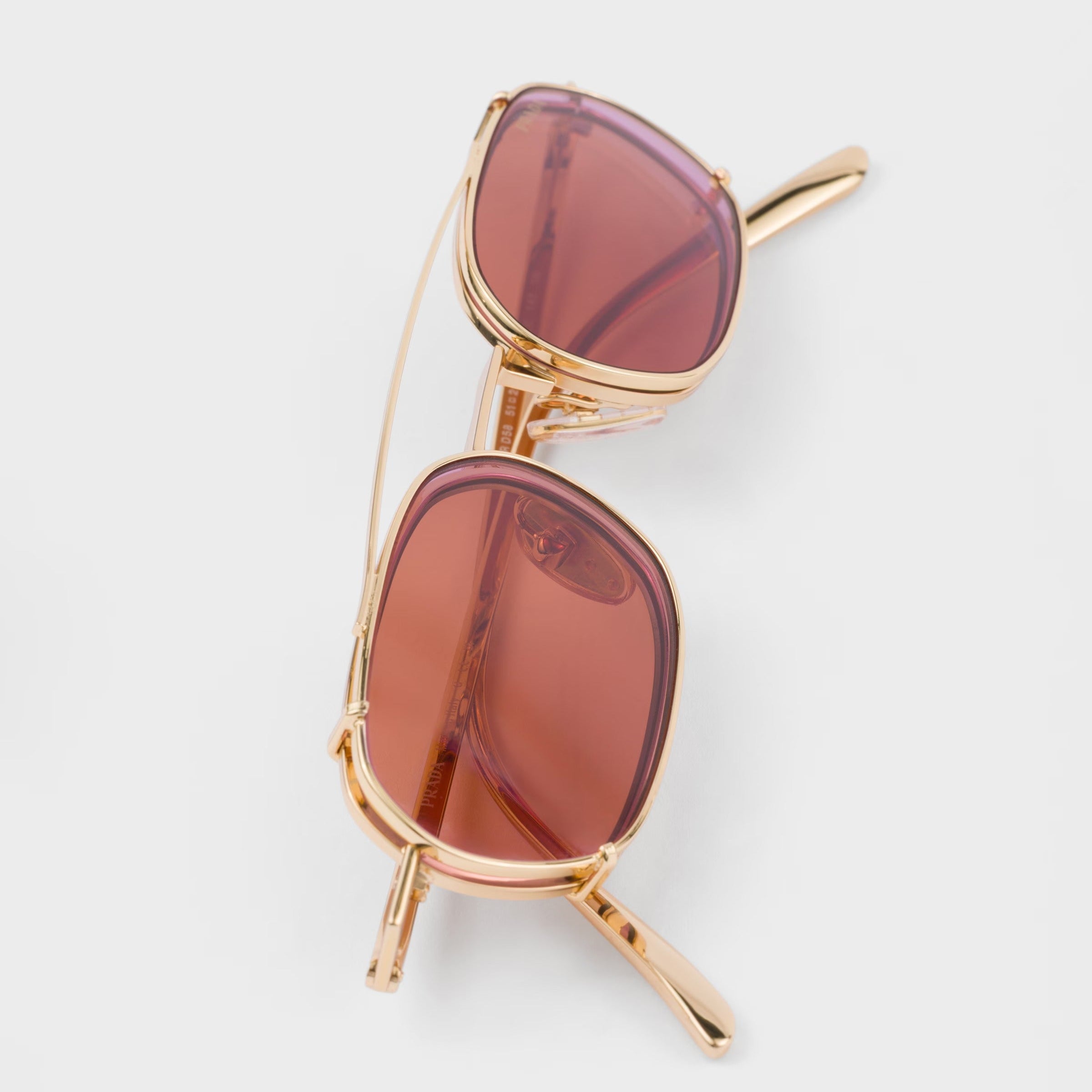 Prada Unisex Rctangular Frame Shiny Gold Sunglasses