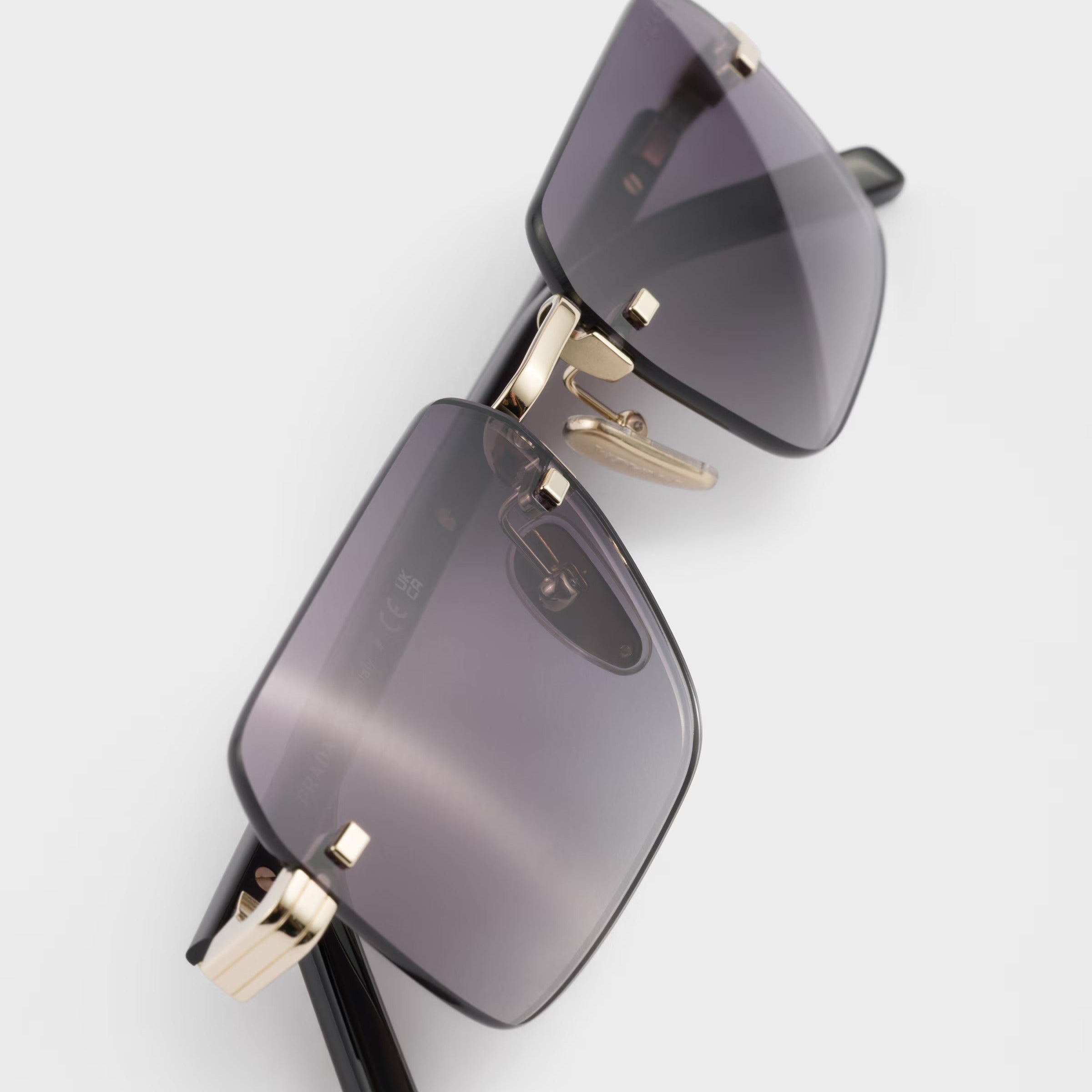 Prada Men Rectangular Frame Pale Gold Sunglasses