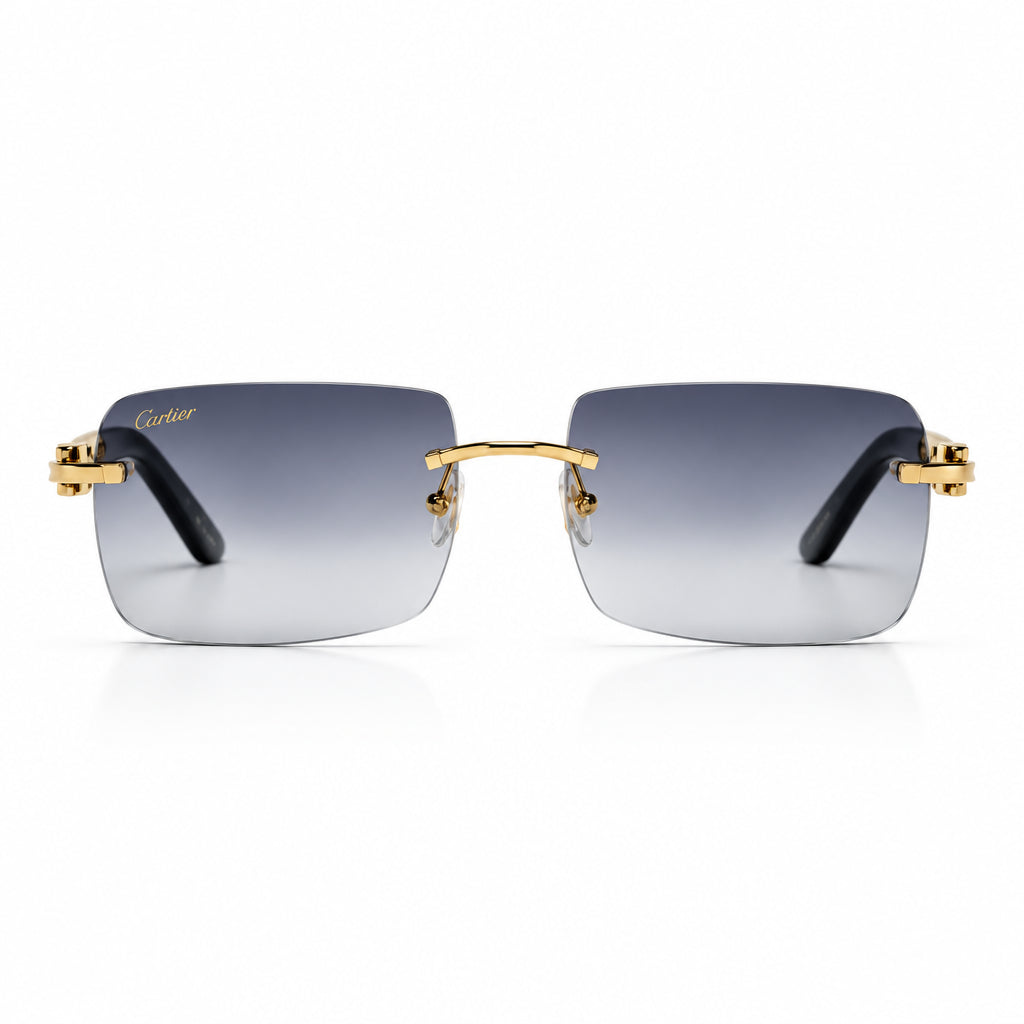 Cartier Elongated C de Motif Men Rimless Grey Sunglasses