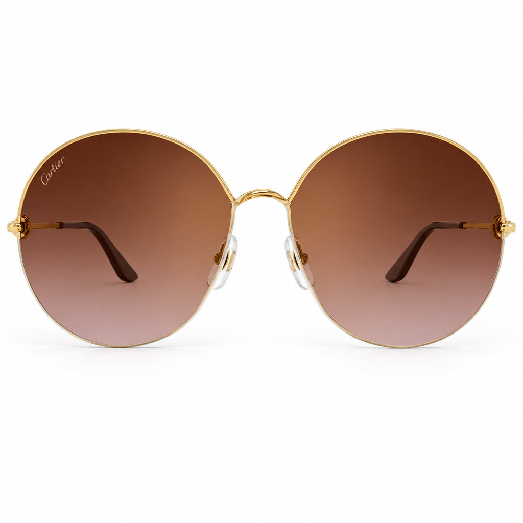 Cartier Trinity de C Round Metal Frame Gold/Brown Gradient Sunglasses