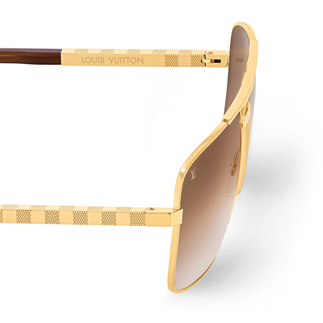 Louis Vuitton Men Square Frame Shiny Gold Sunglasses