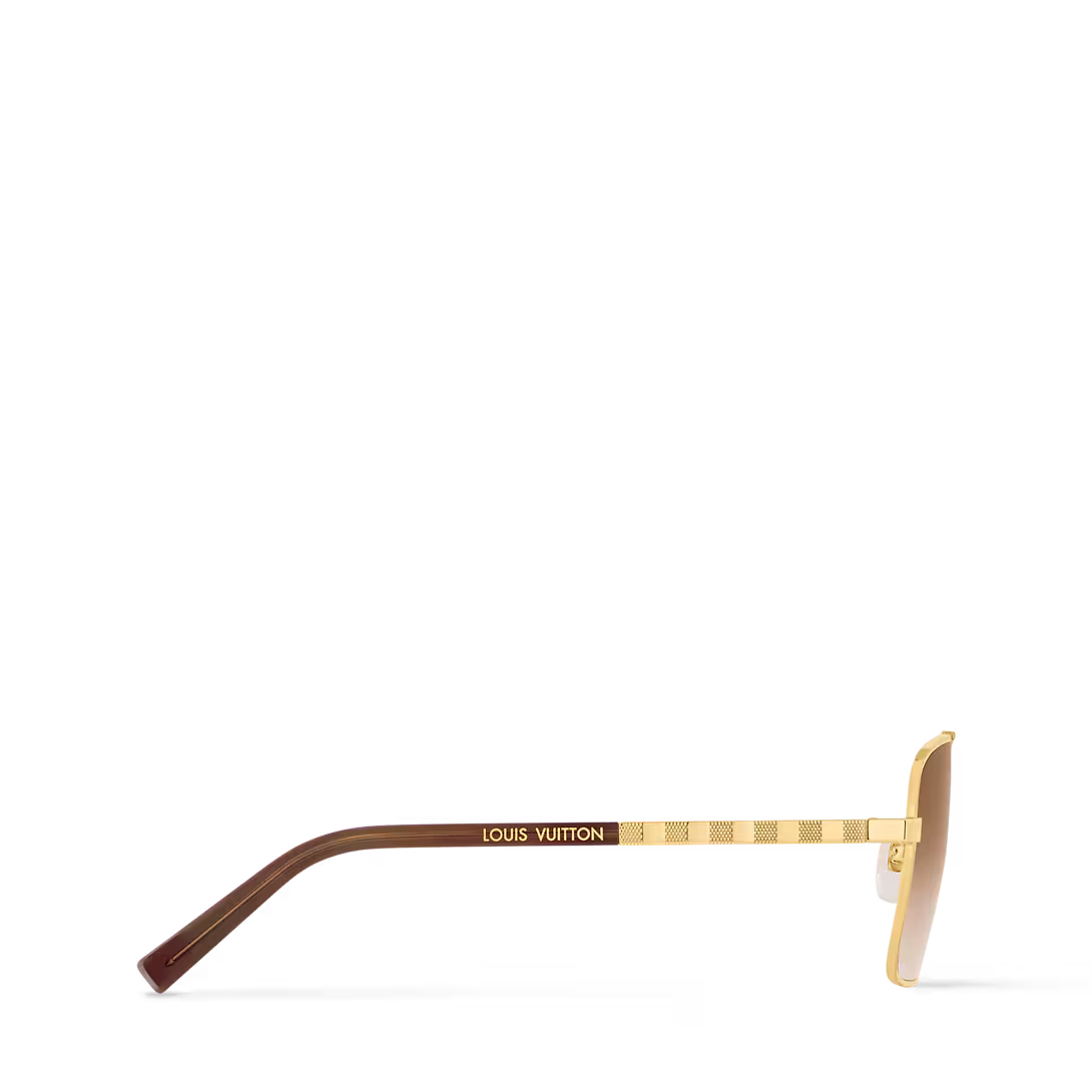 Louis Vuitton Men Square Frame Shiny Gold Sunglasses
