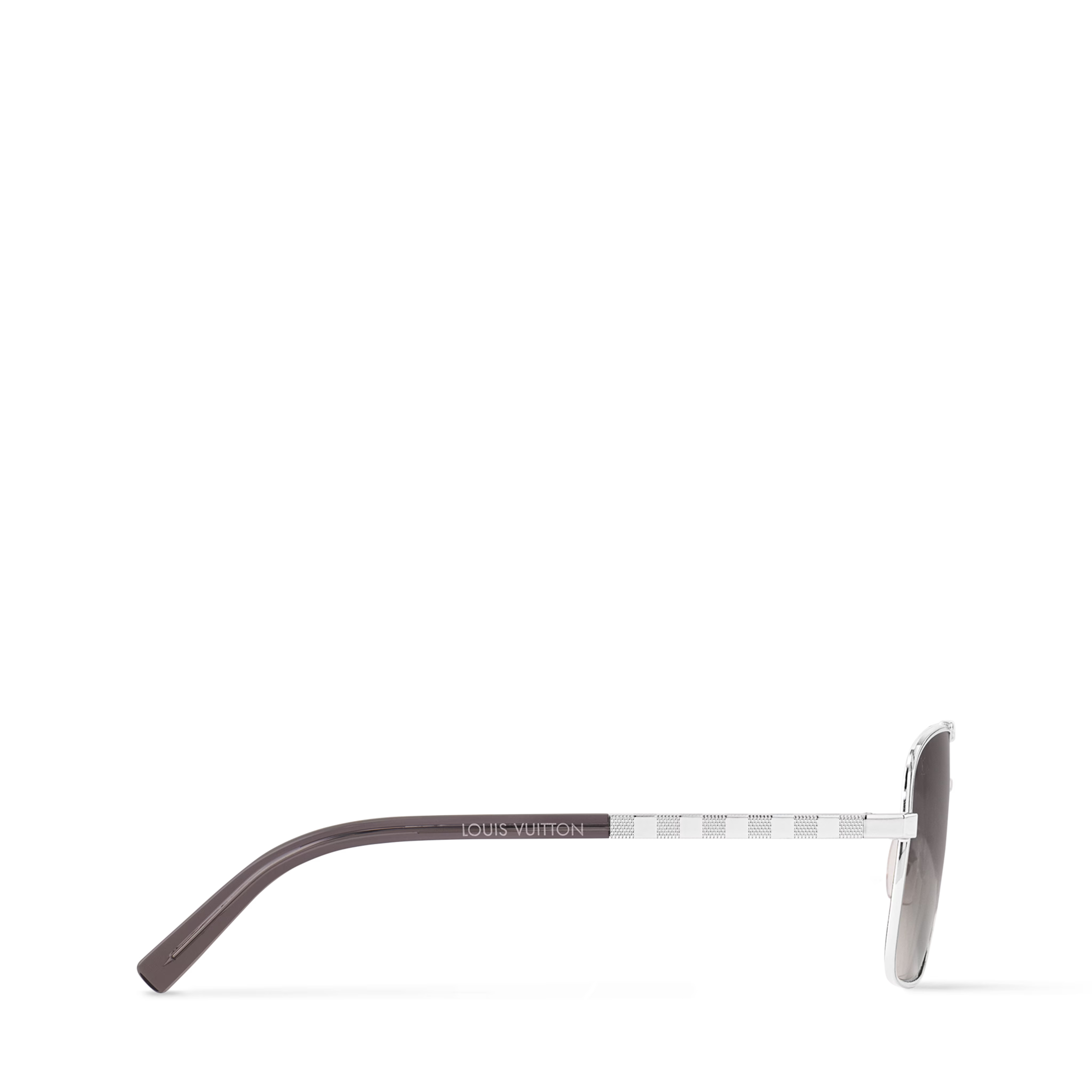 Louis Vuitton Men Square Frame Shiny Silver Sunglasses