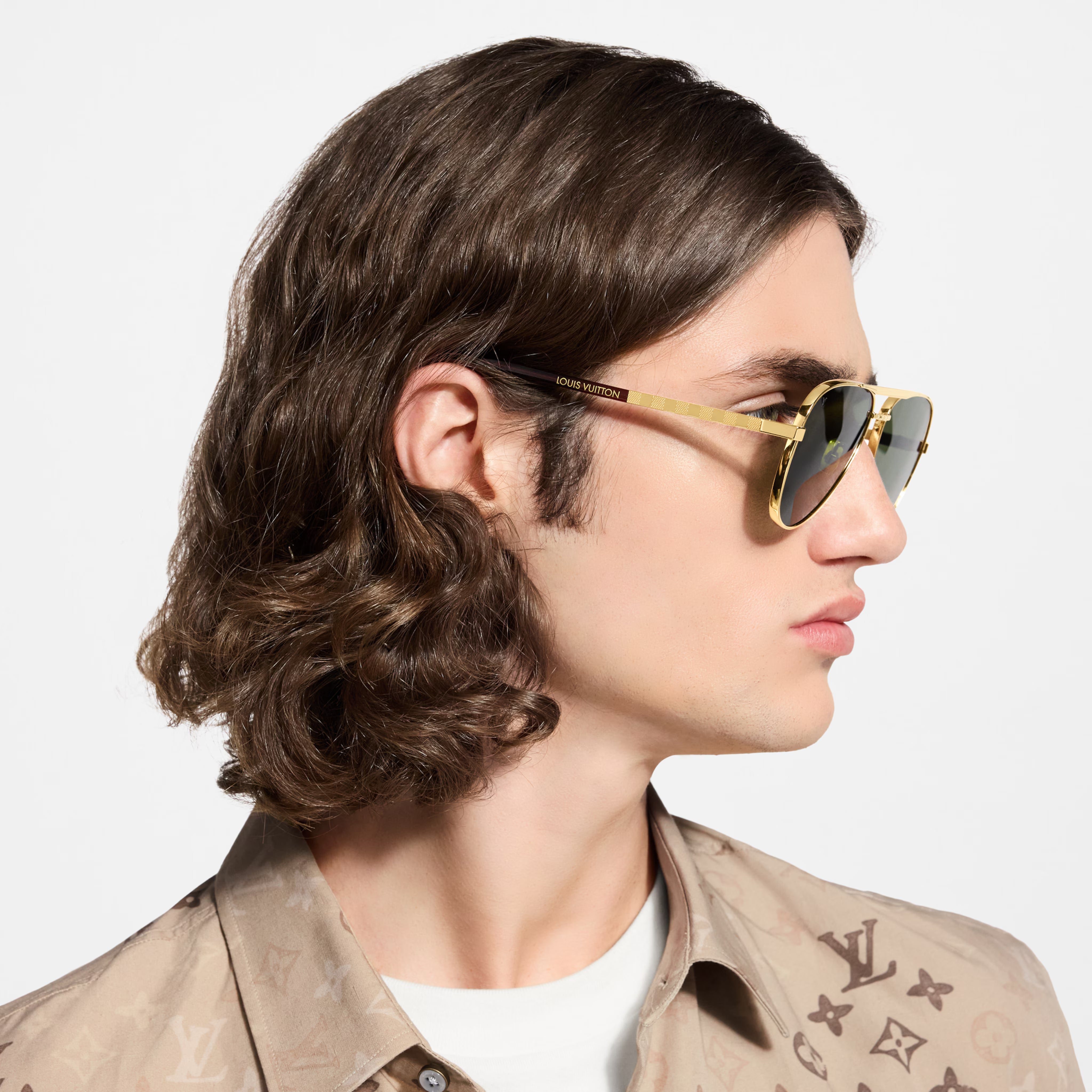 Louis Vuitton Men Pilot Frame Metallic Gold Sunglasses