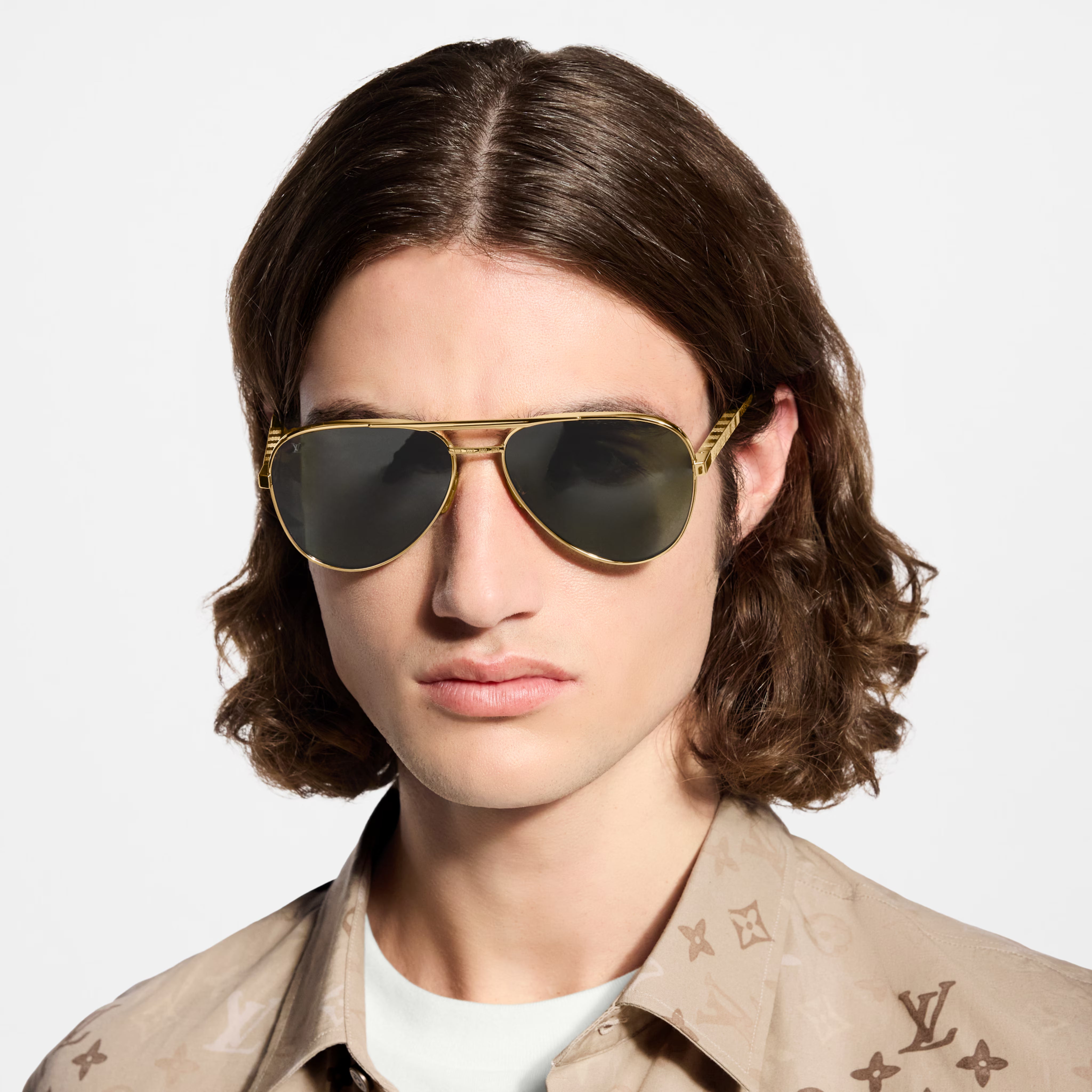 Louis Vuitton Men Pilot Frame Metallic Gold Sunglasses