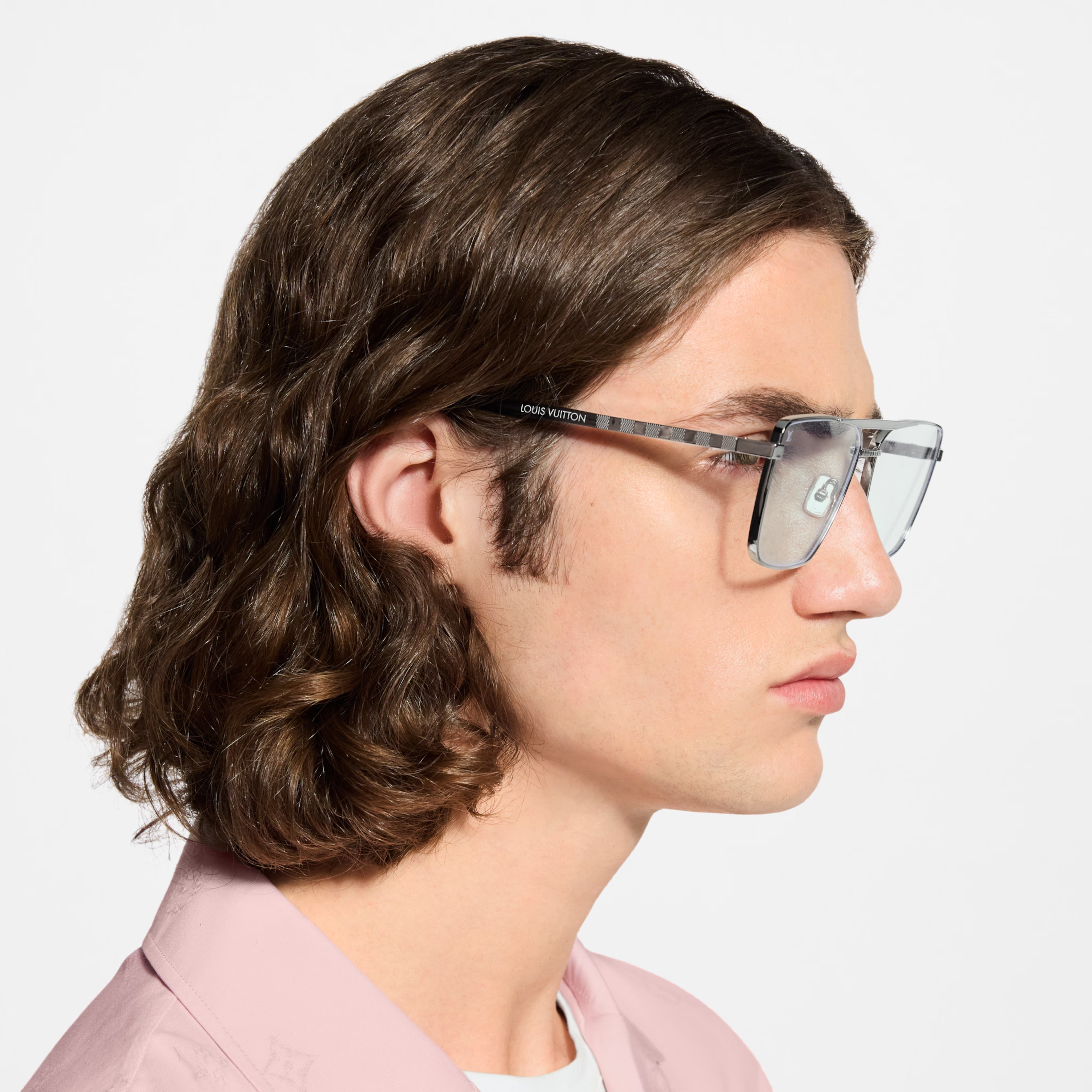 Louis Vuitton Men Square Frame Natural Silver Sunglasses