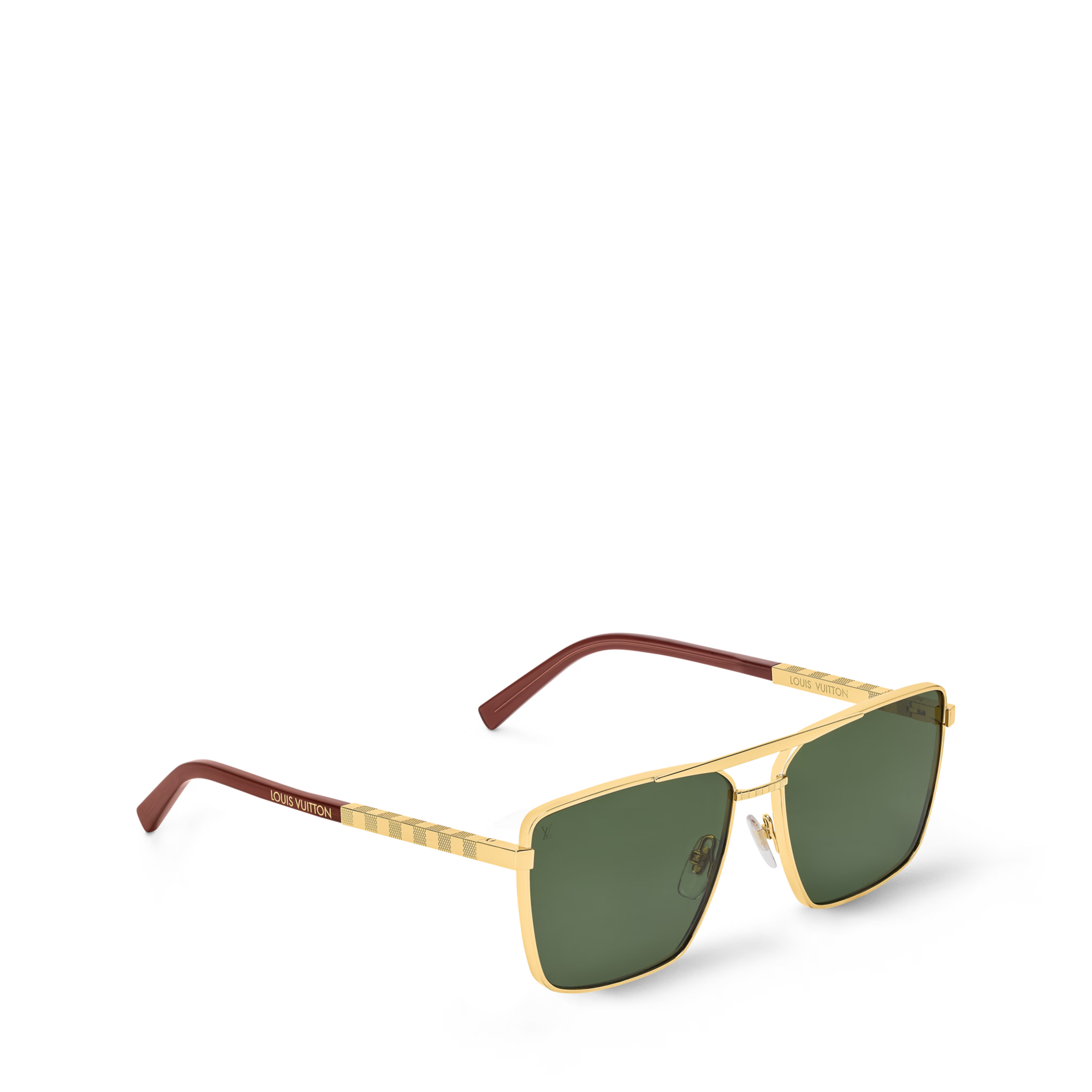 Louis Vuitton Men Square Frame Natural Gold Sunglasses