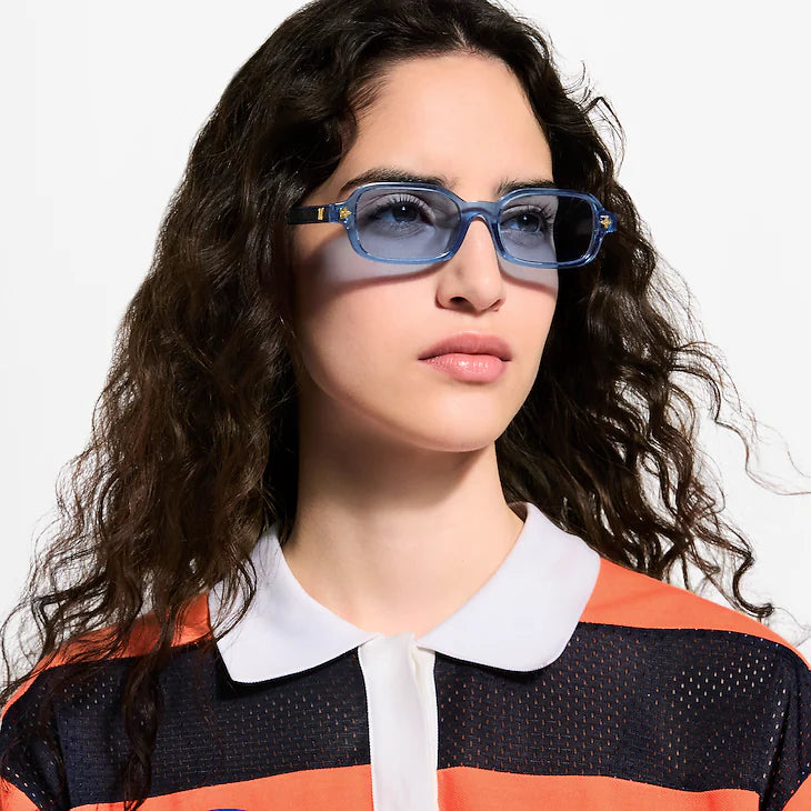 Louis Vuitton Women Rectangle Frame Blue Sunglasses