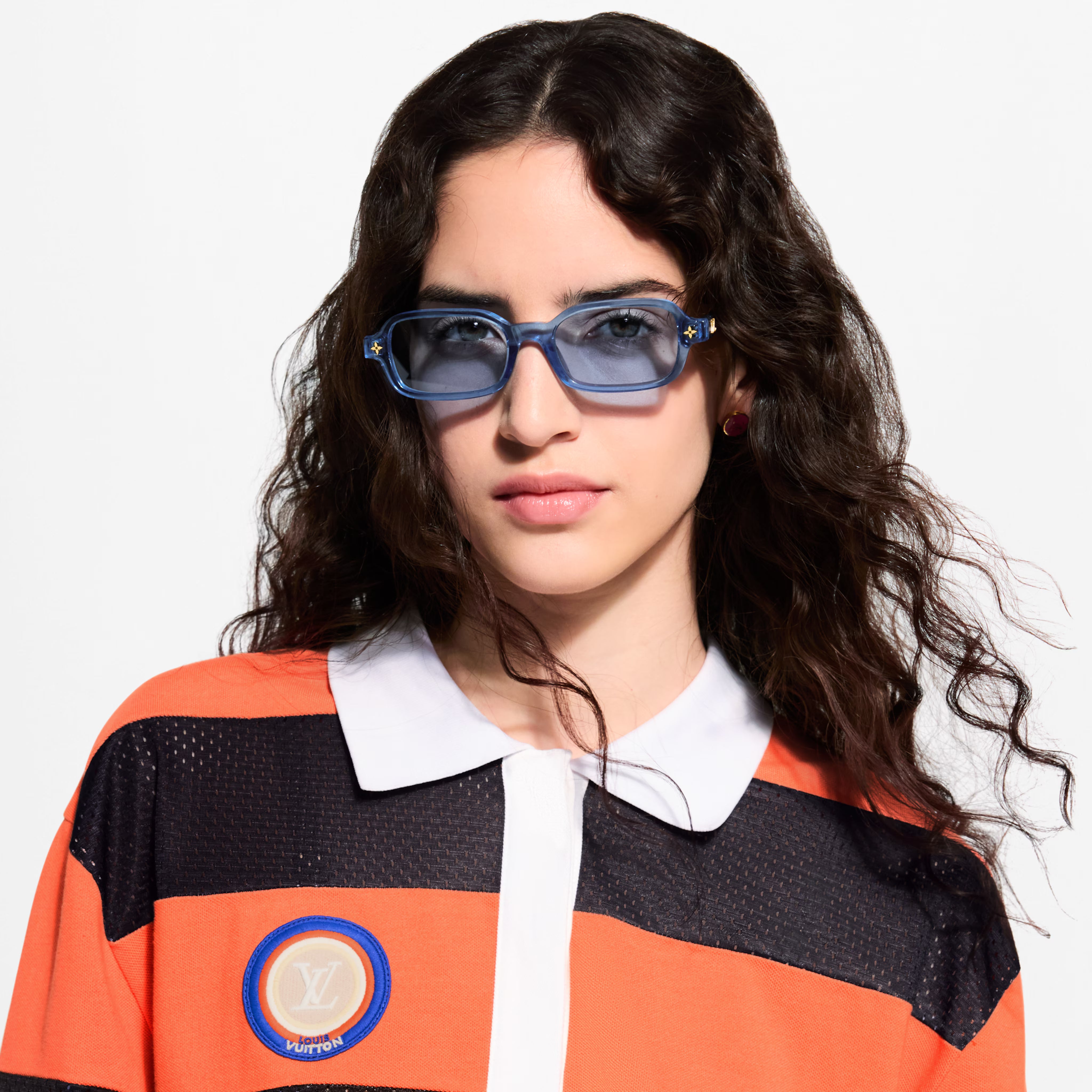 Louis Vuitton Women Rectangle Frame Blue Sunglasses