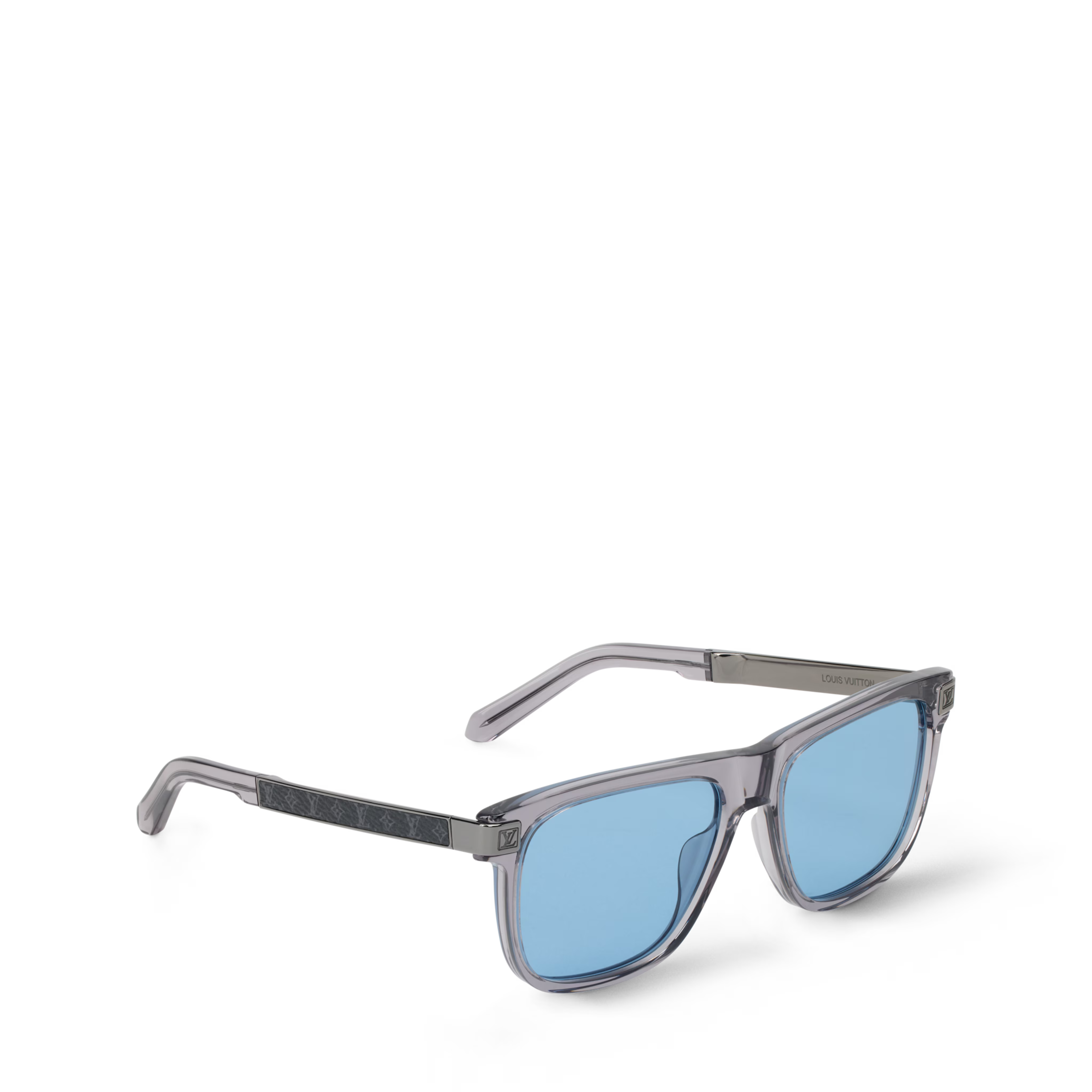 Louis Vuitton Men Square Frame Transparent Grey Sunglasses