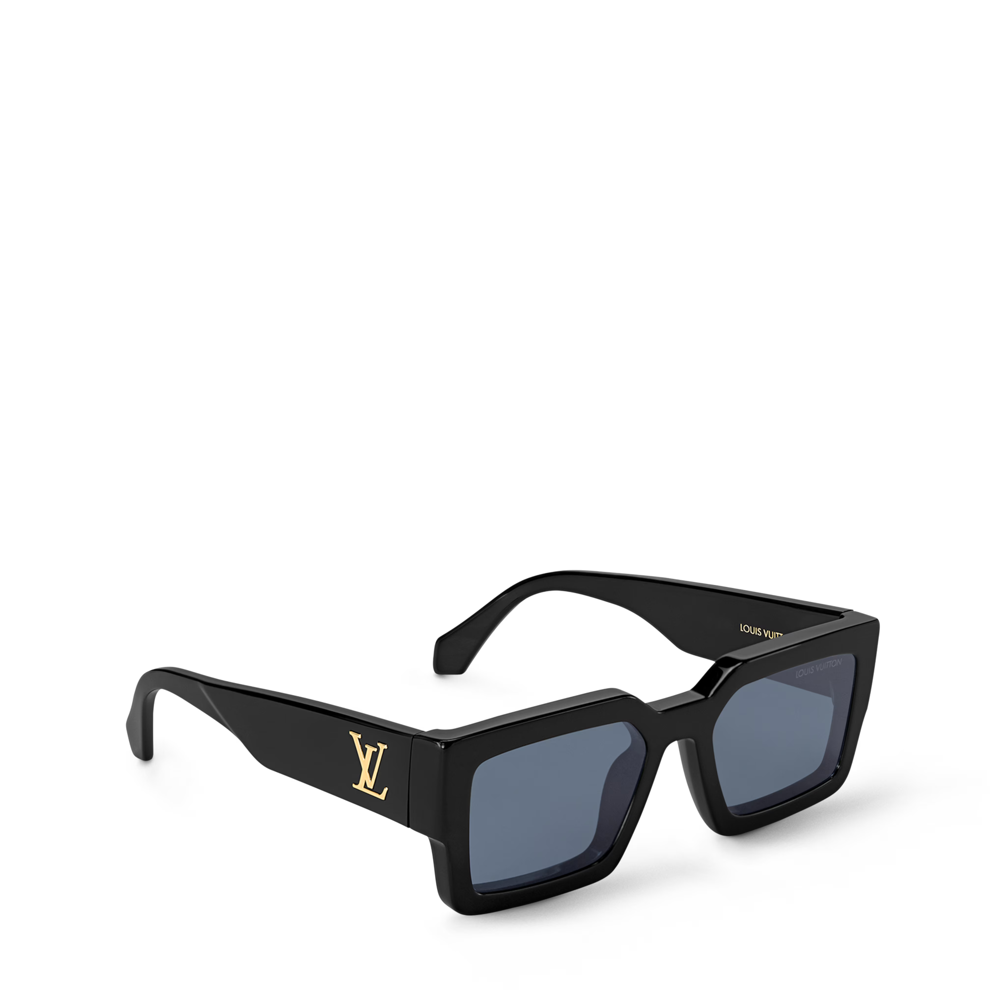 Louis Vuitton Men Square Deep Shiny Black Sunglasses