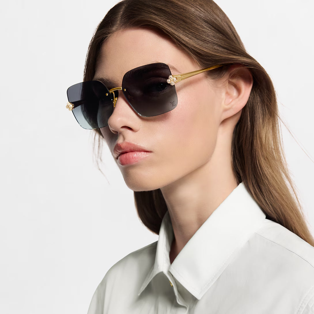Louis Vuitton Women Square Frame Gold Sunglasses