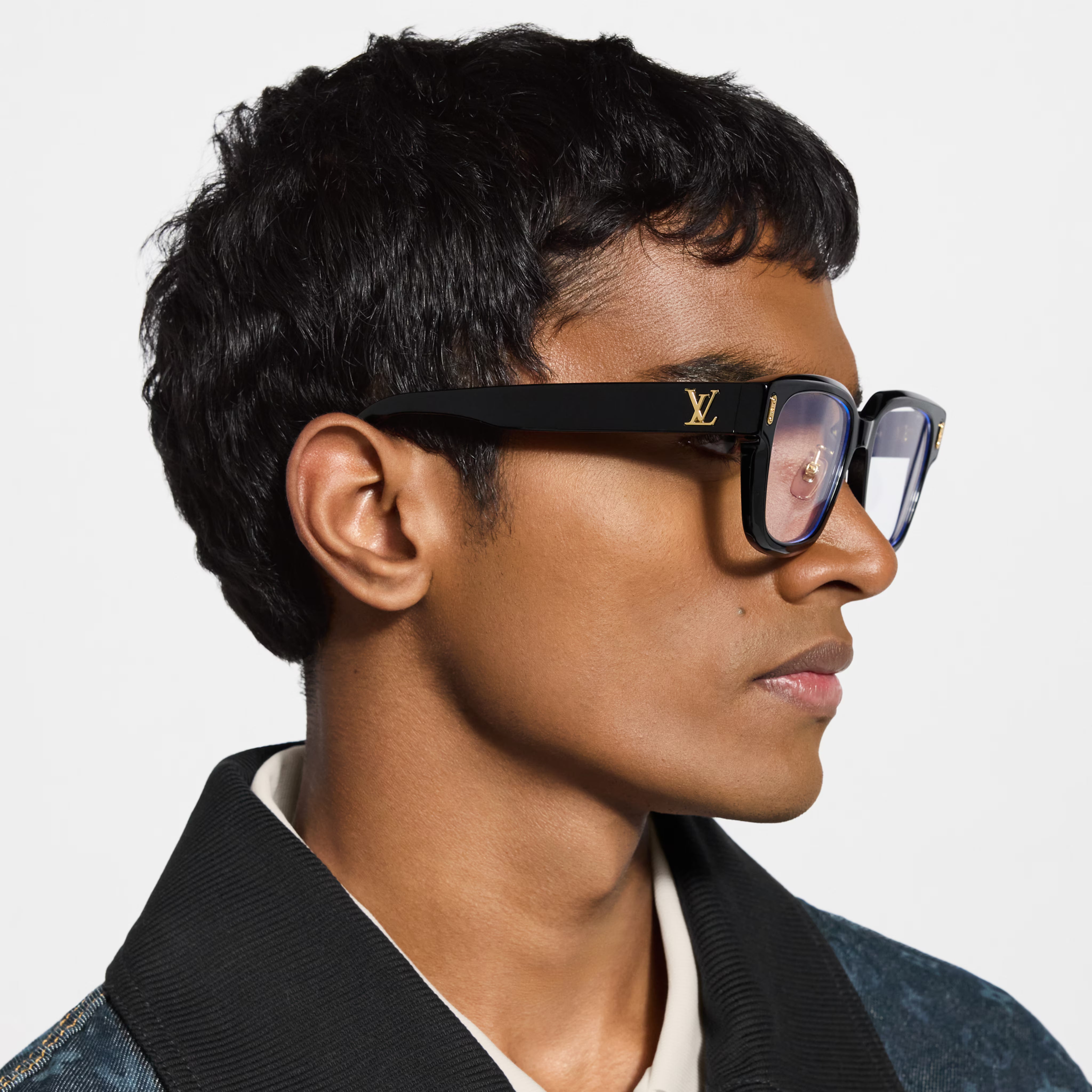 Louis Vuitton Men Square Frame Shiny Smoky Black Sunglasses