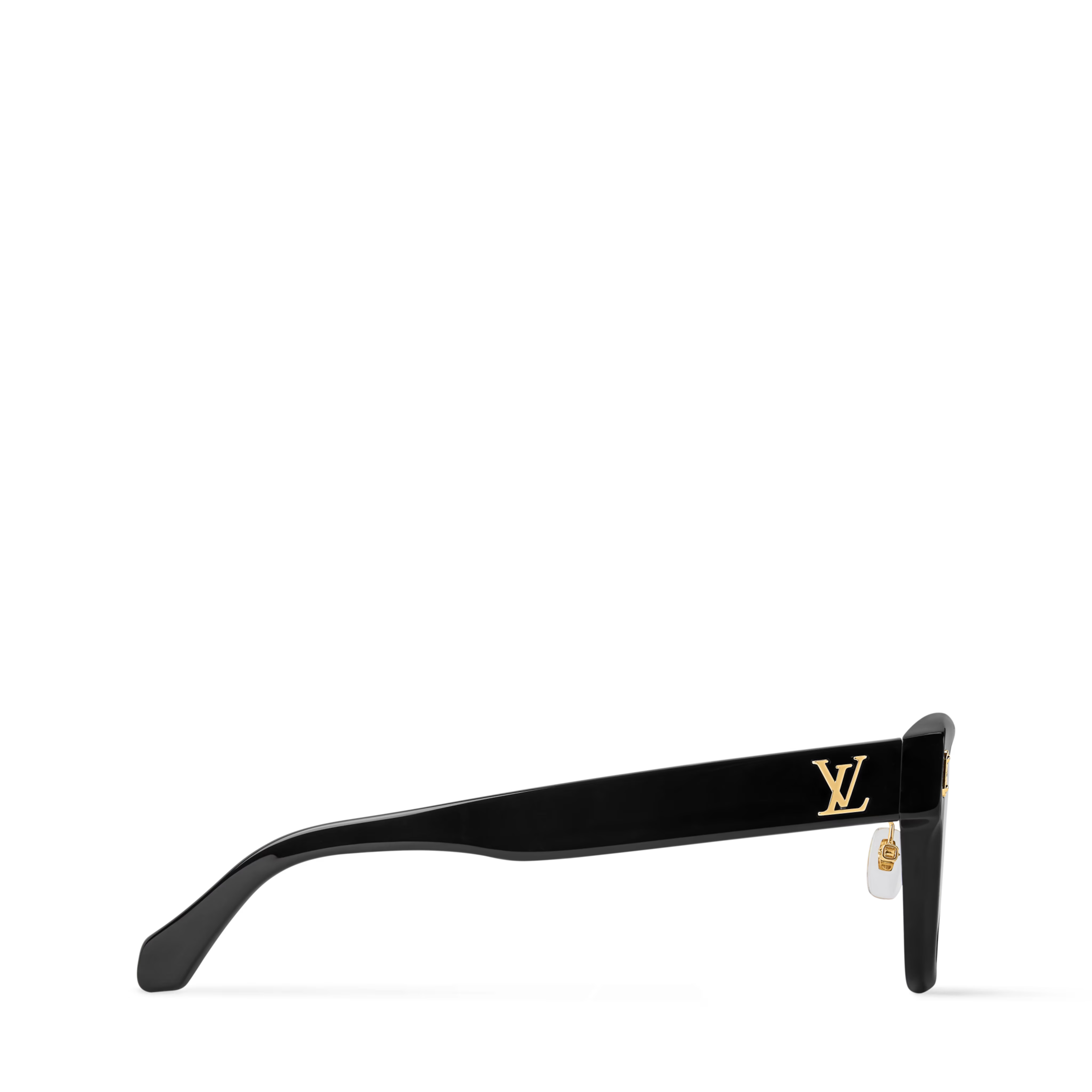 Louis Vuitton Men Square Frame Shiny Smoky Black Sunglasses
