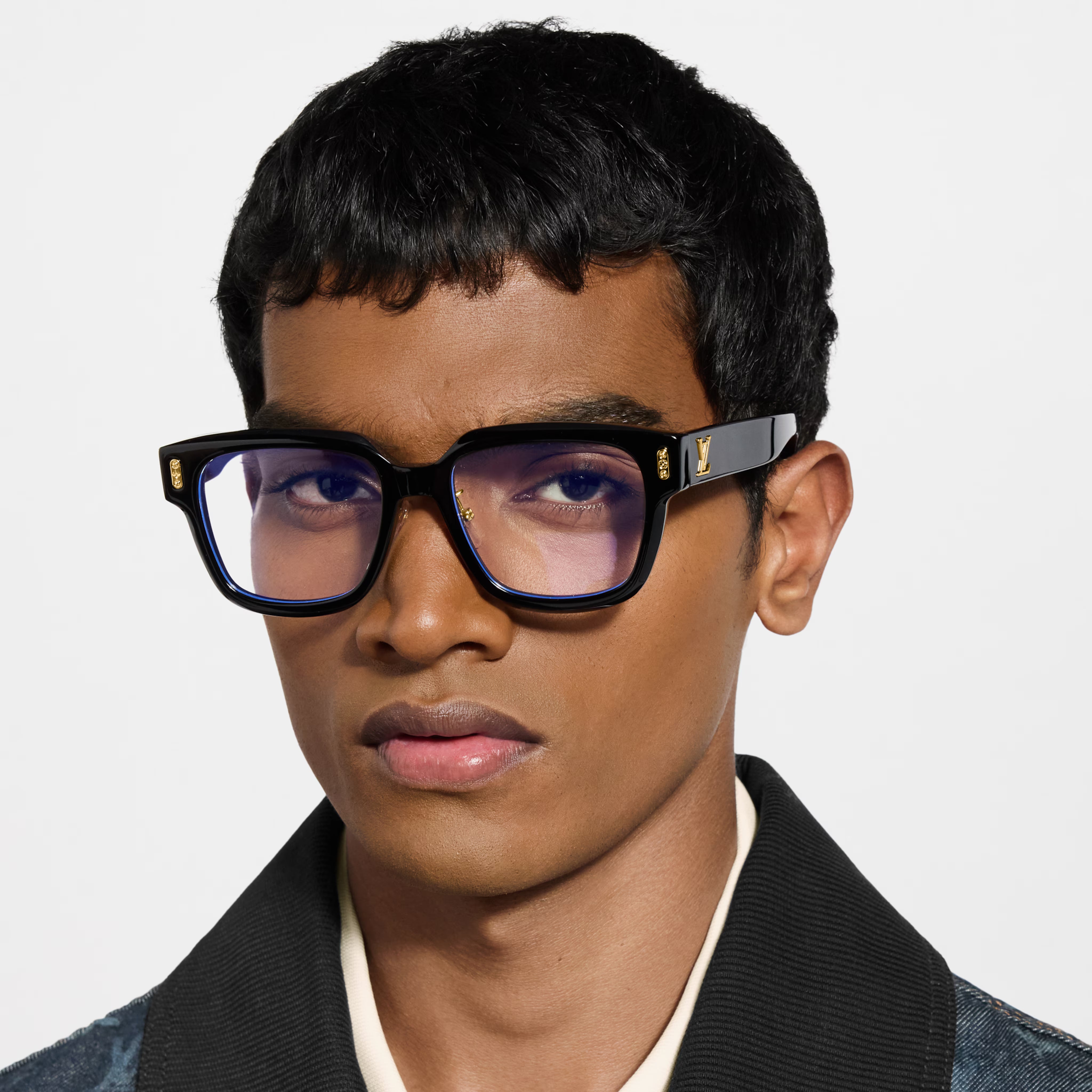Louis Vuitton Men Square Frame Shiny Smoky Black Sunglasses