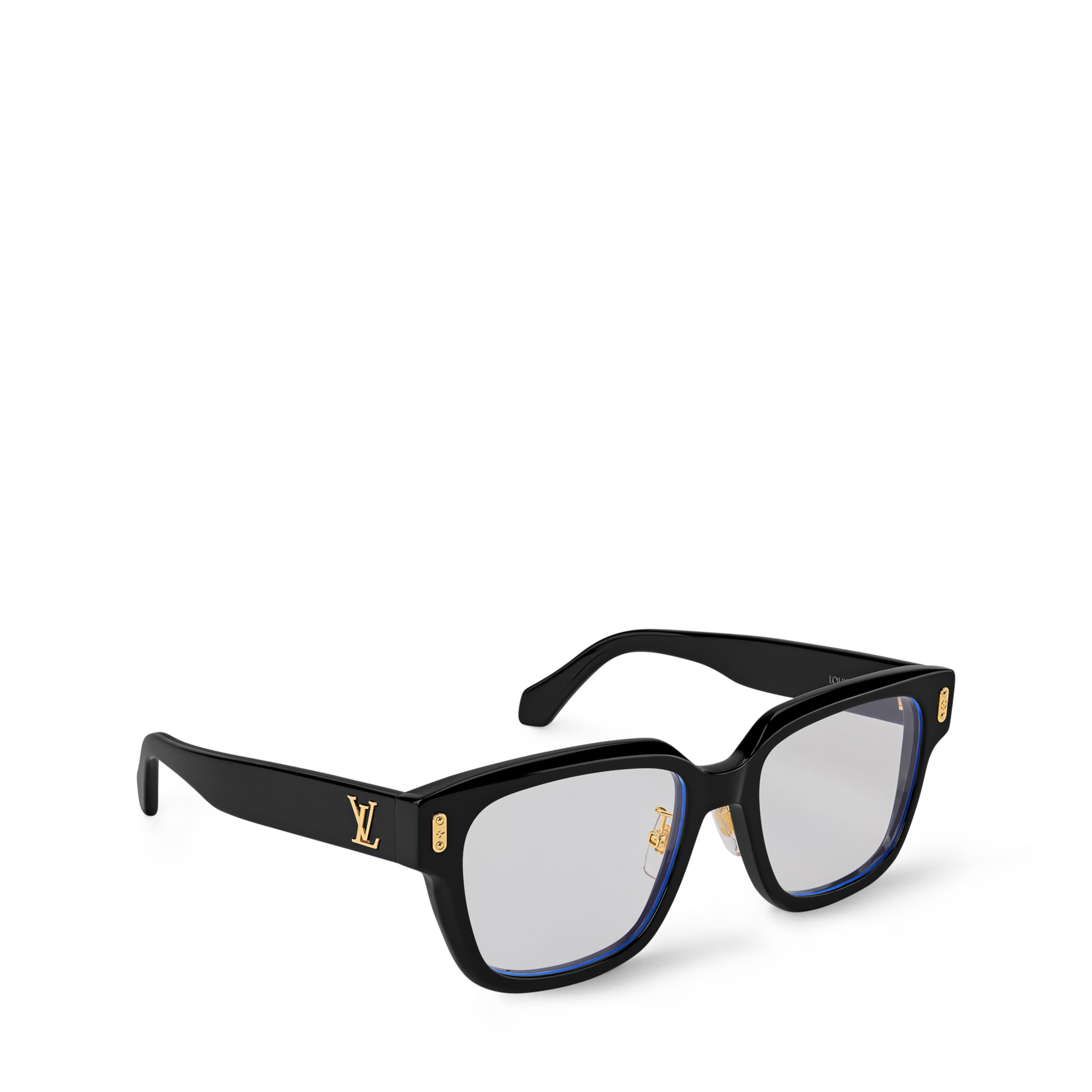 Louis Vuitton Men Square Frame Shiny Smoky Black Sunglasses