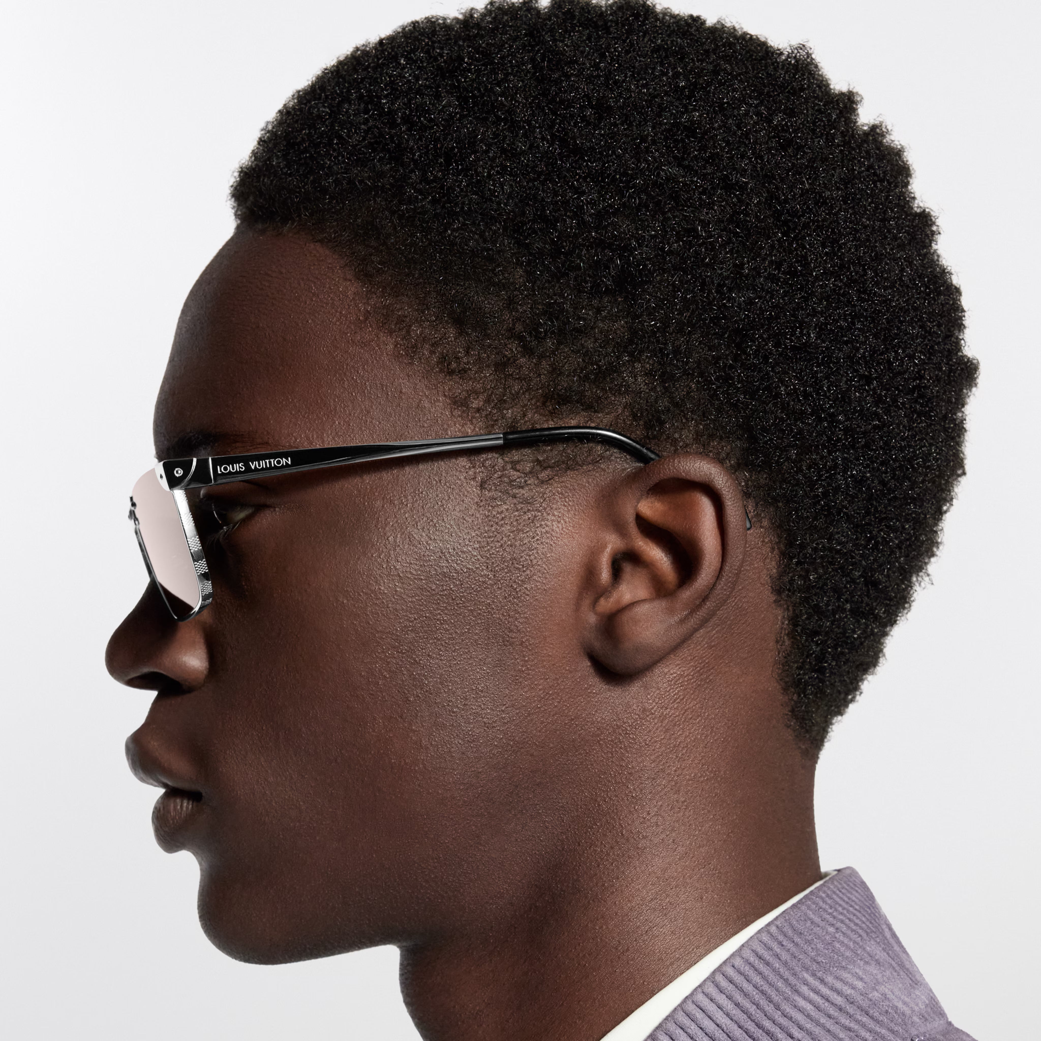 Louis Vuitton Men Square Frame Silver Sunglasses