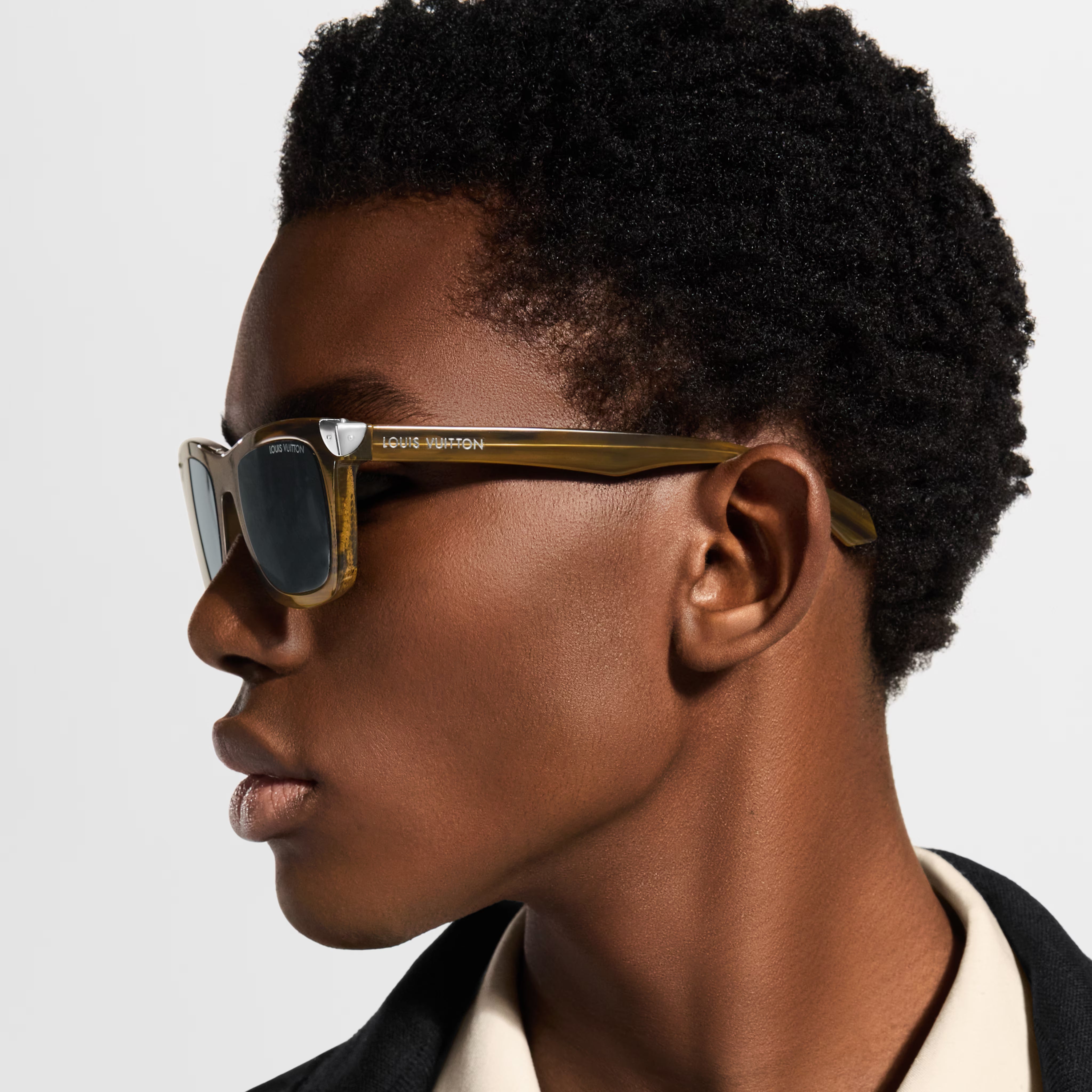 Louis Vuitton Men Square Frame Green Sunglasses