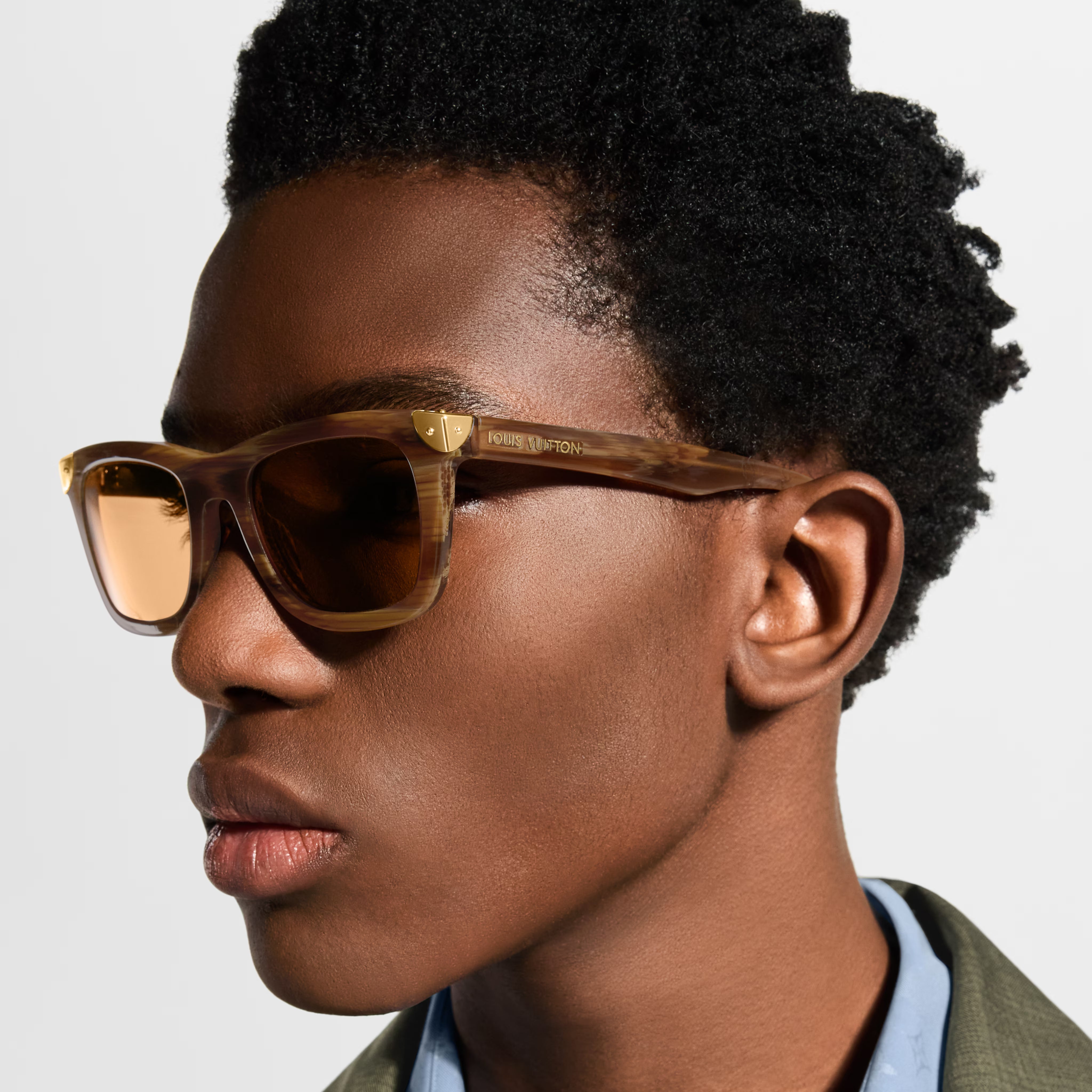 Louis Vuitton Men Square Frame Light Brwon Sunglasses