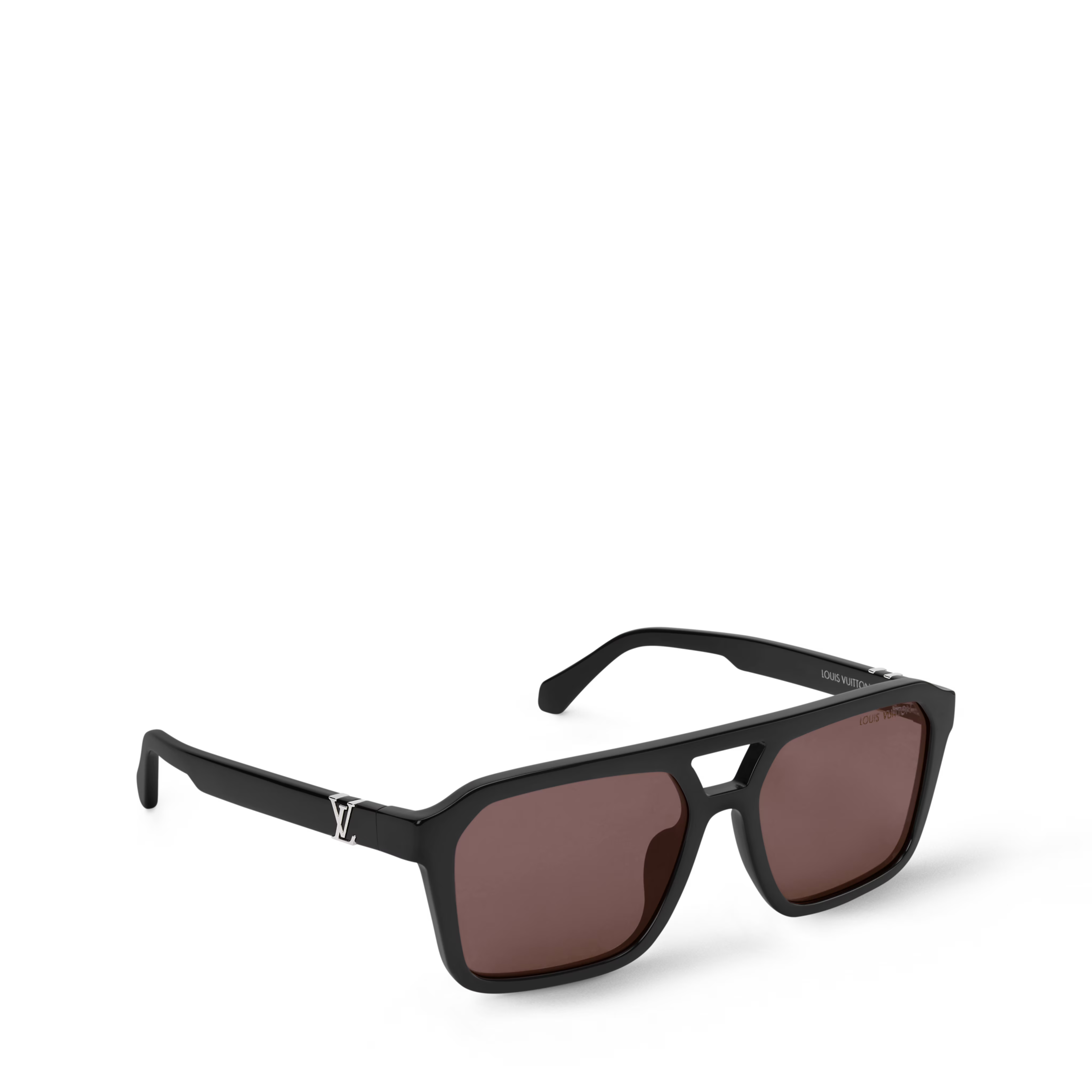 Louis Vuitton Men Square Frame Shiny Dusty Black Sunglasses