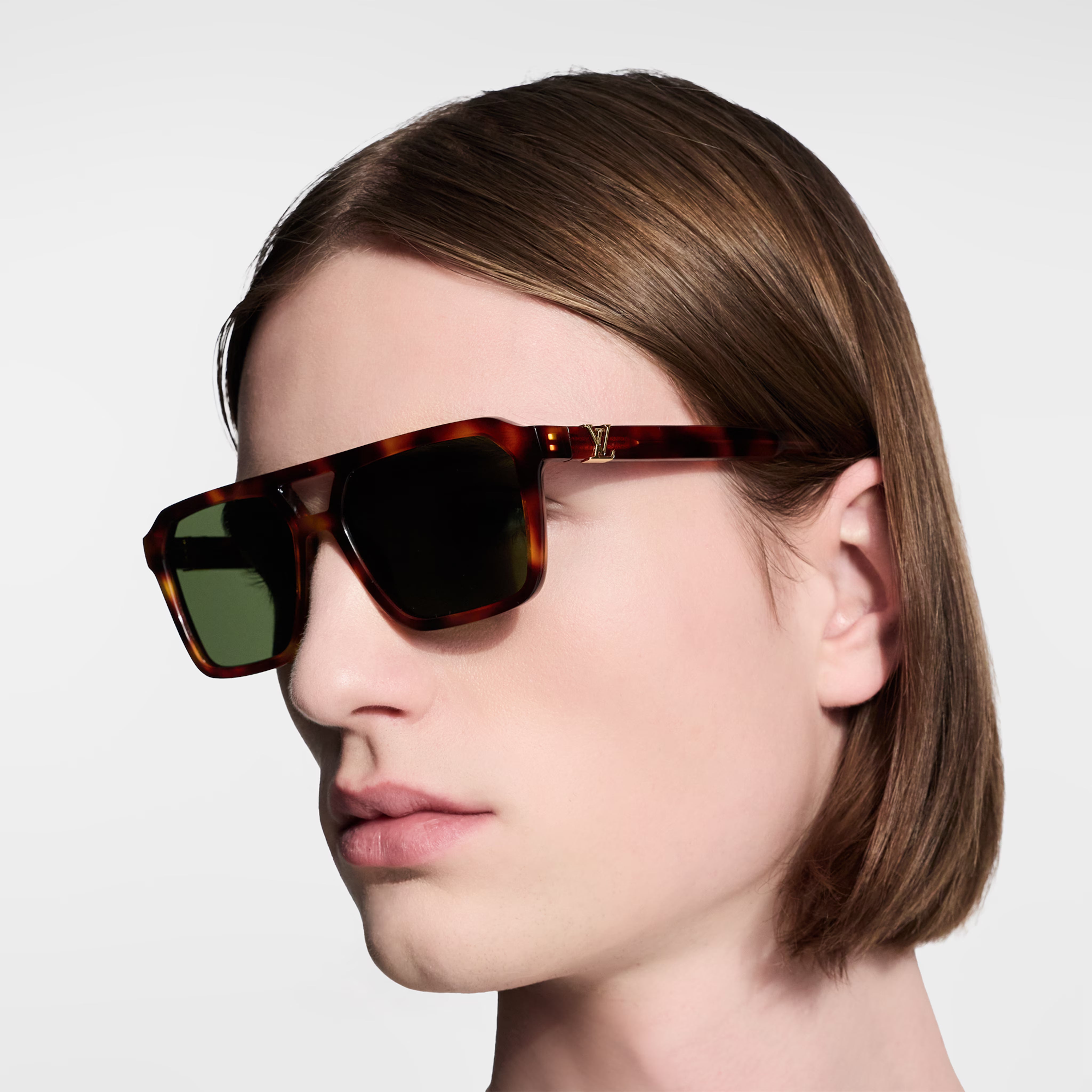 Louis Vuitton Men Square Frame Tortoise Sunglasses