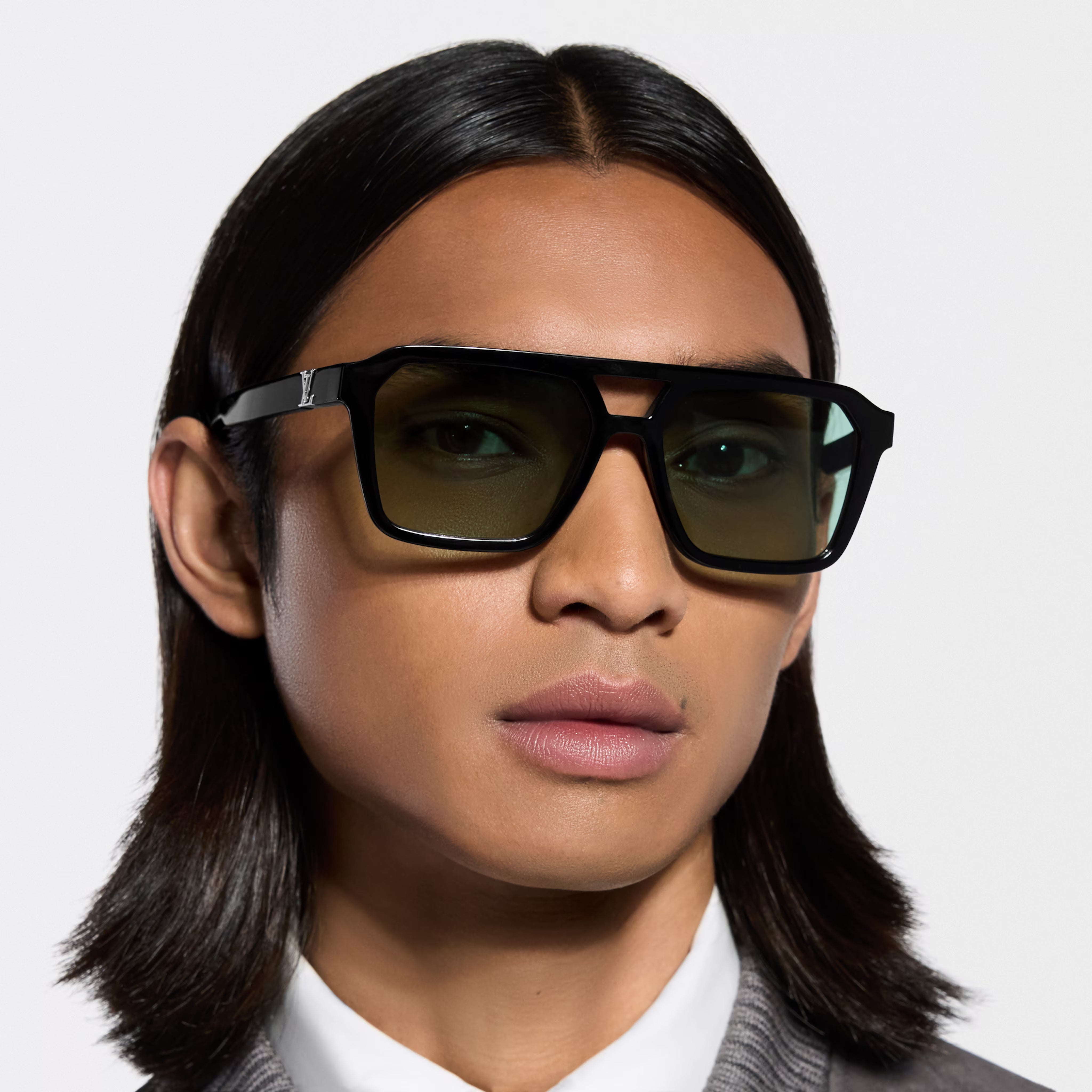 Louis Vuitton Men Square Pilot Frame Black Sunglasses
