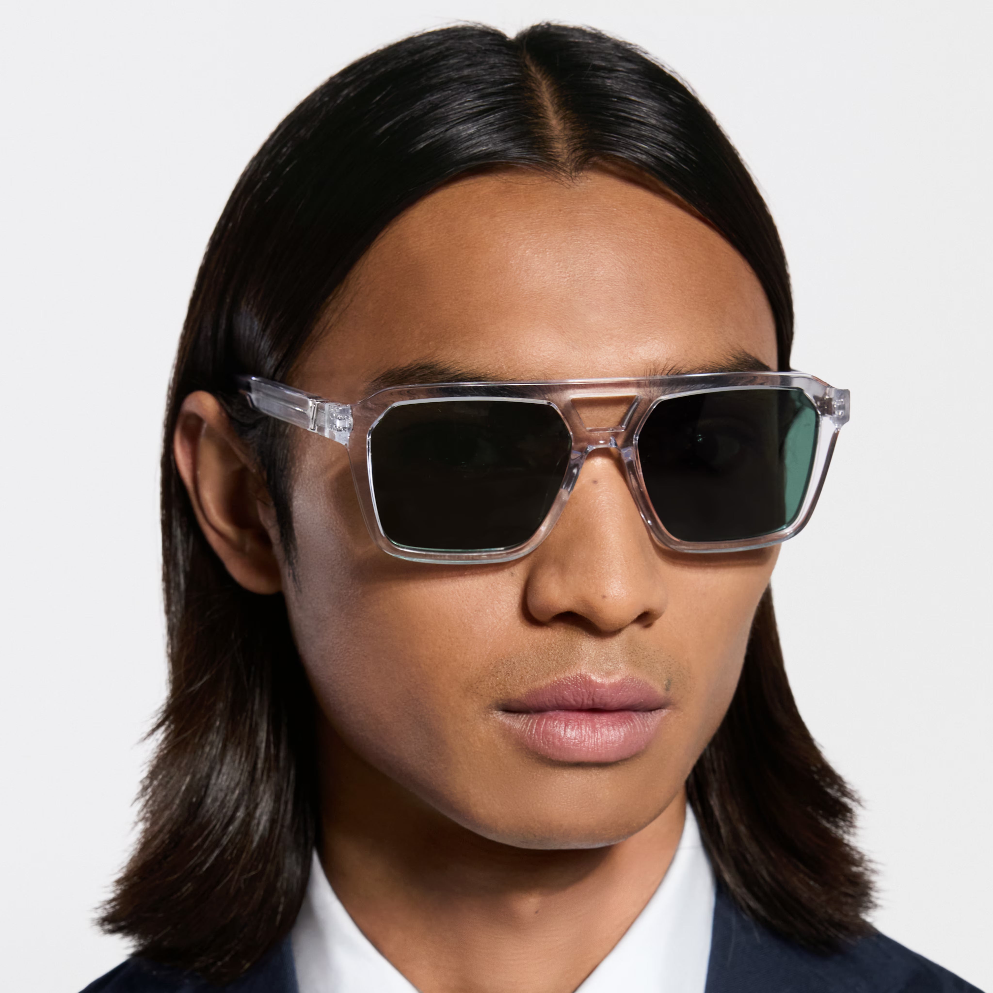 Louis Vuitton Men Pilot Square Frame Clear Sunglasses
