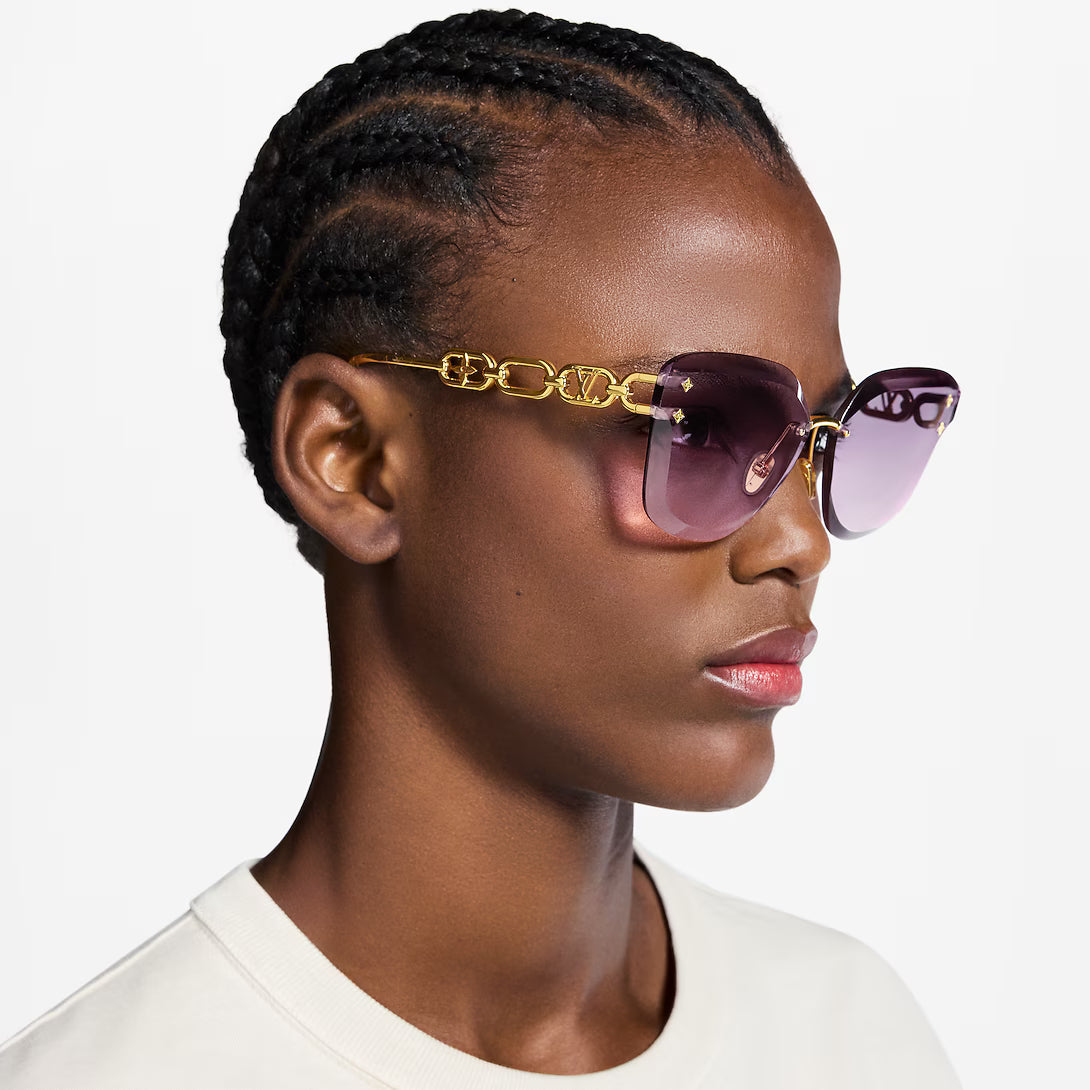 Louis Vuitton Women Cat Eye Frame Soft Gold Sunglasses
