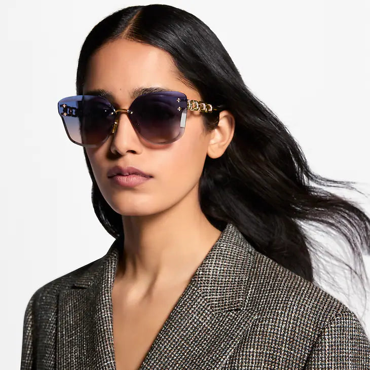 Louis Vuitton Women Cat Eye Frame Honey Gold Sunglasses