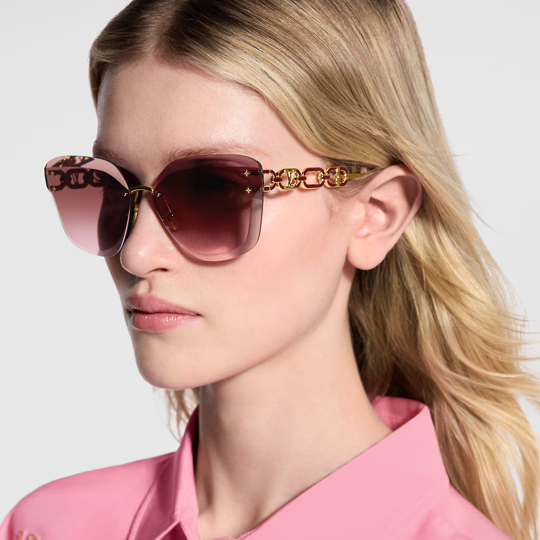 Louis Vuitton Women Cat Eye Frame Shiny Gold Sunglasses