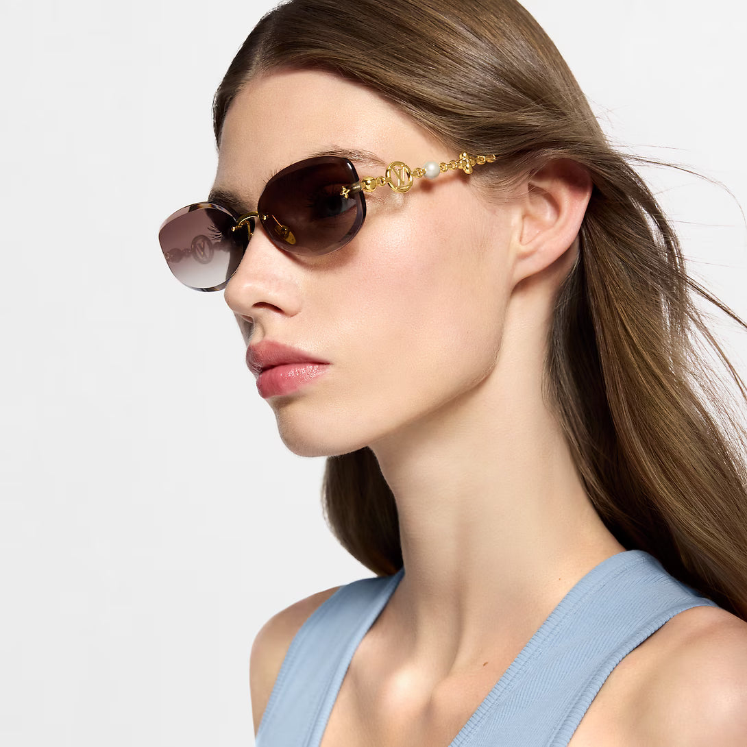 Louis Vuitton Women Oval Frame Royal Gold Sunglasses