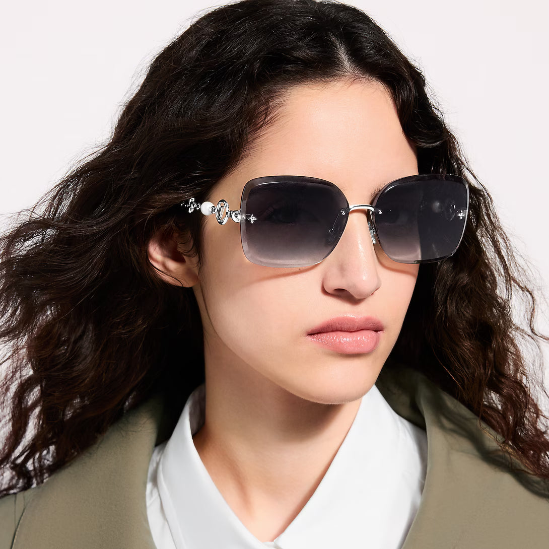 Louis Vuitton Women Square Frame Silver Sunglasses