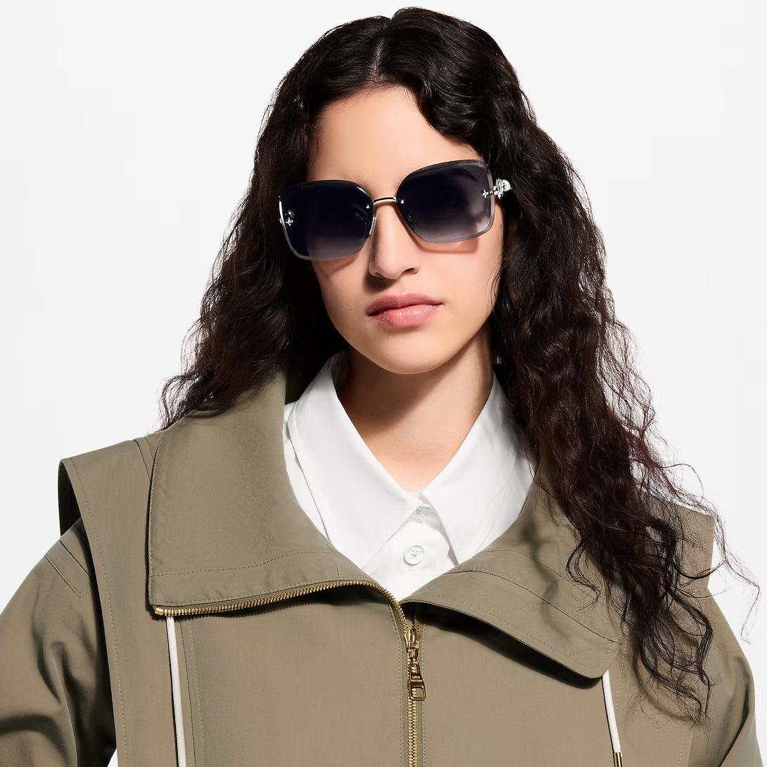 Louis Vuitton Women Square Frame Silver Sunglasses