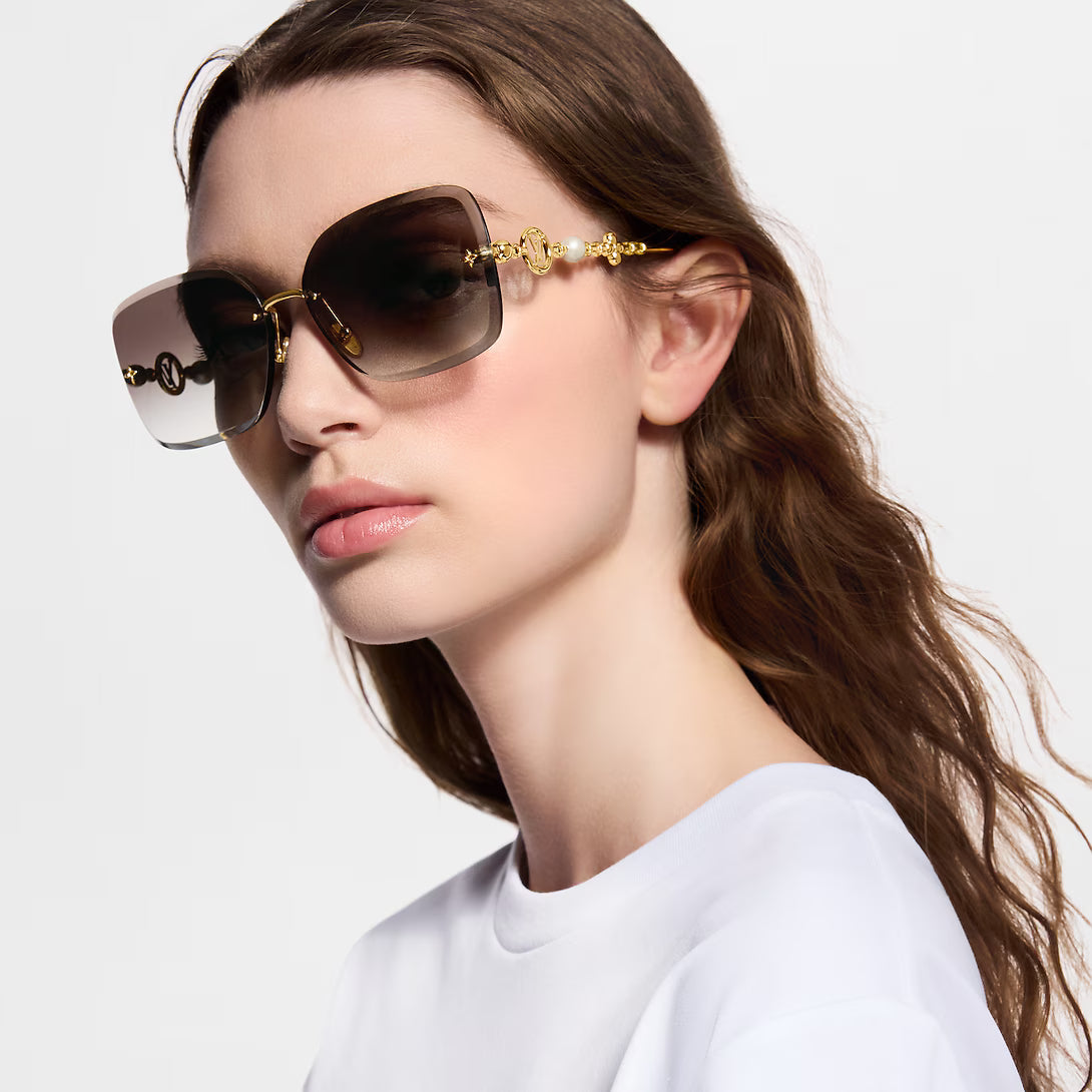 Louis Vuitton Women Square Frame Deep Gold Sunglasses