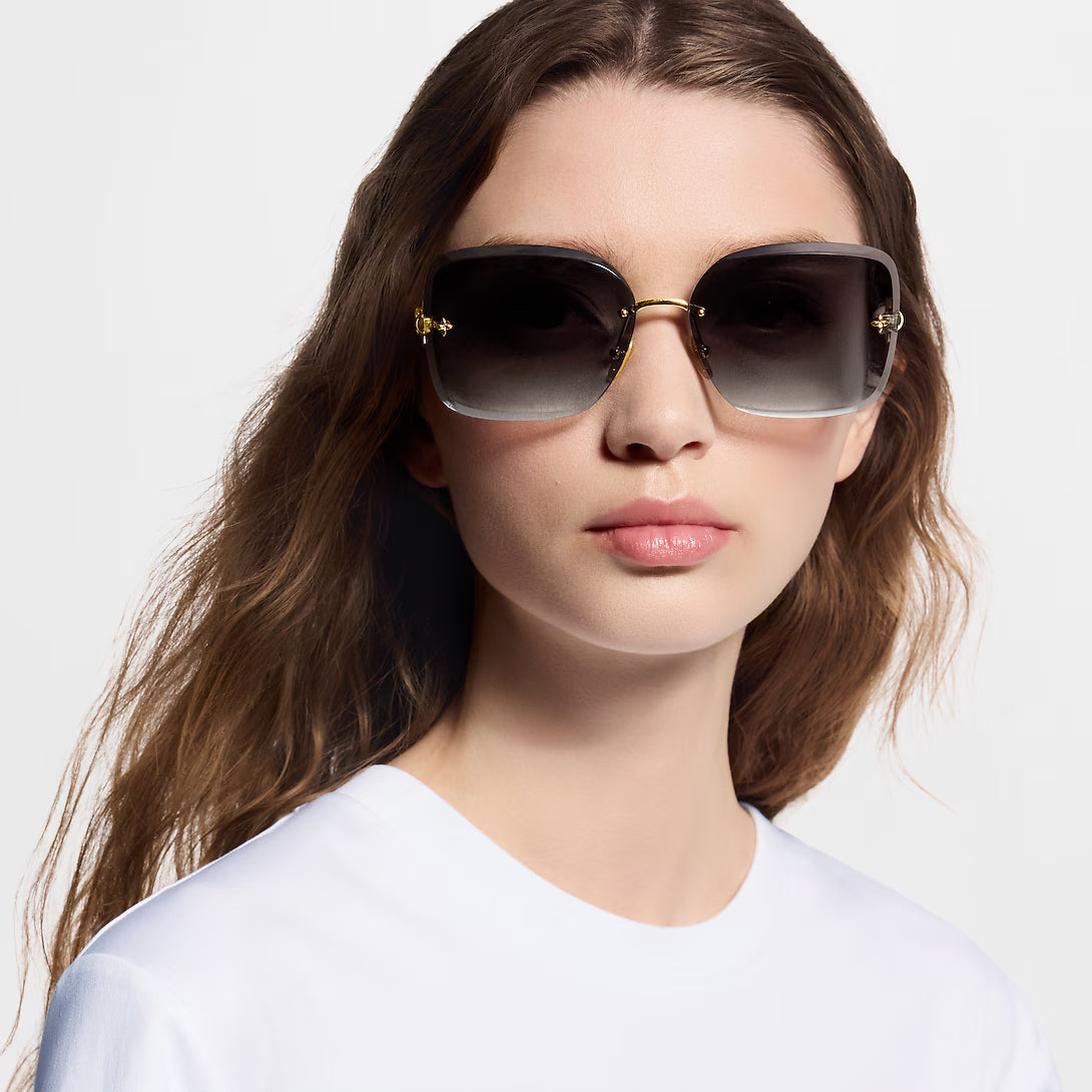 Louis Vuitton Women Square Frame Deep Gold Sunglasses