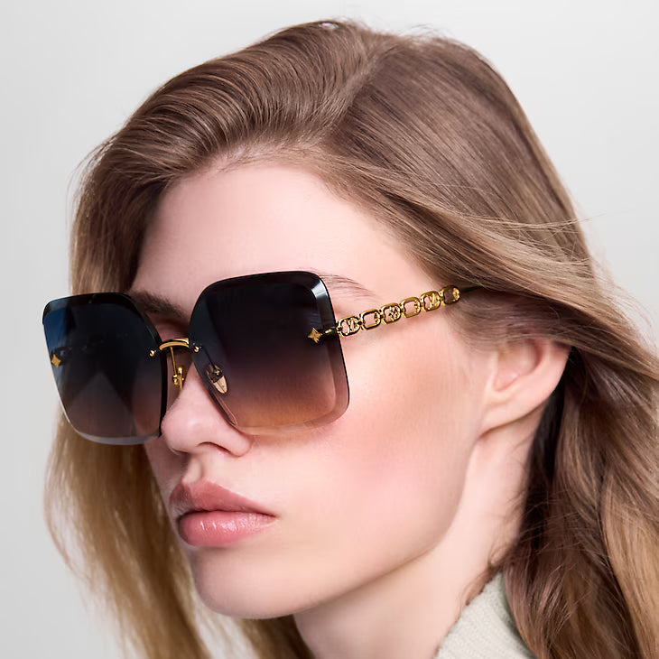 Louis Vuitton Women Square Frame Rich Gold Sunglasses
