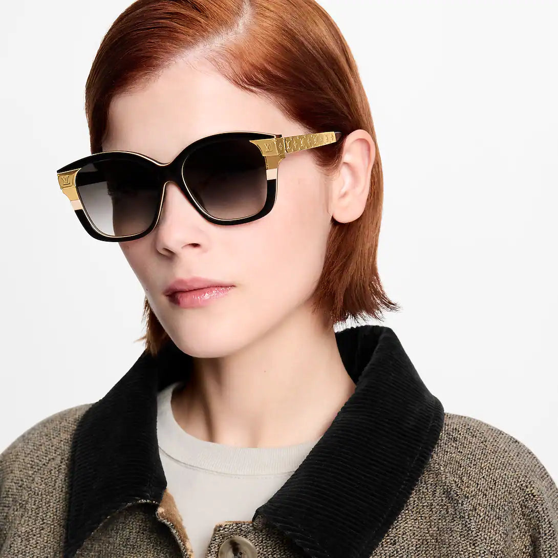 Louis Vuitton Women Square Frame Coil black Sunglasses