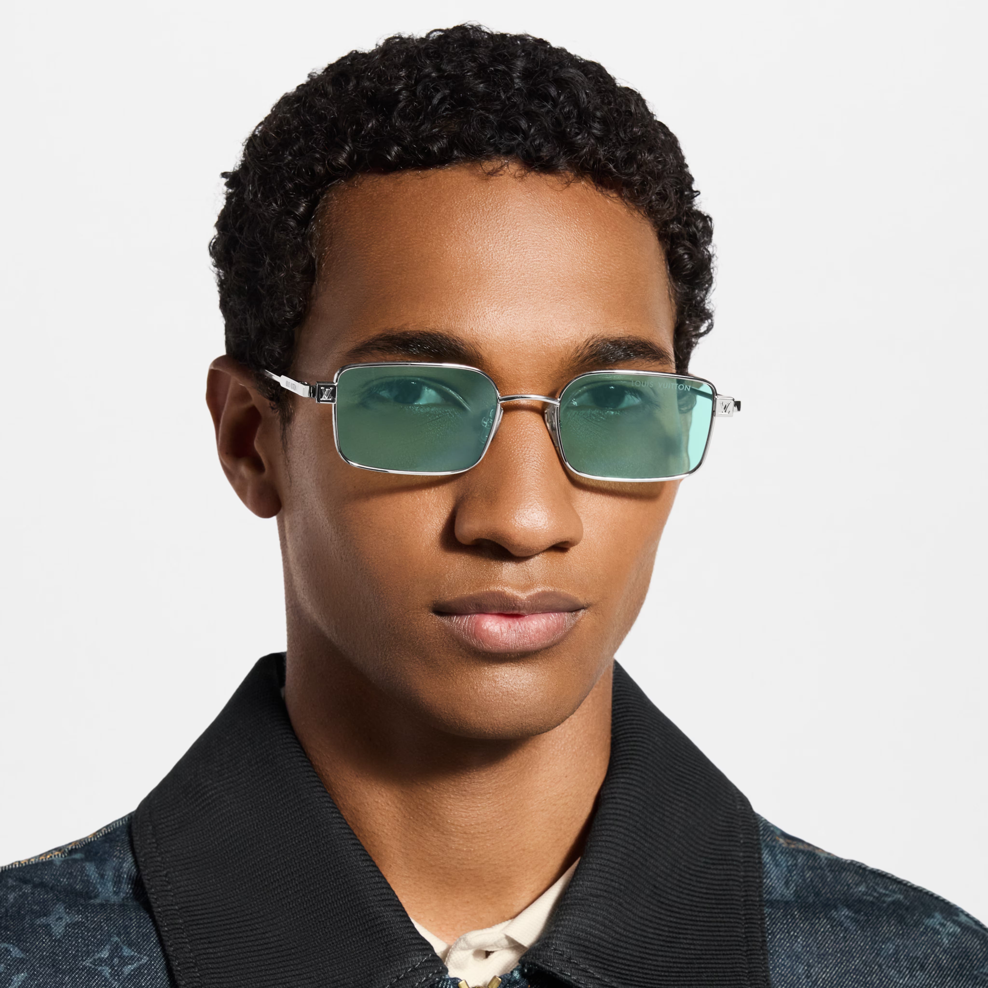 Louis Vuitton Men Square Frame Light Silver Sunglasses