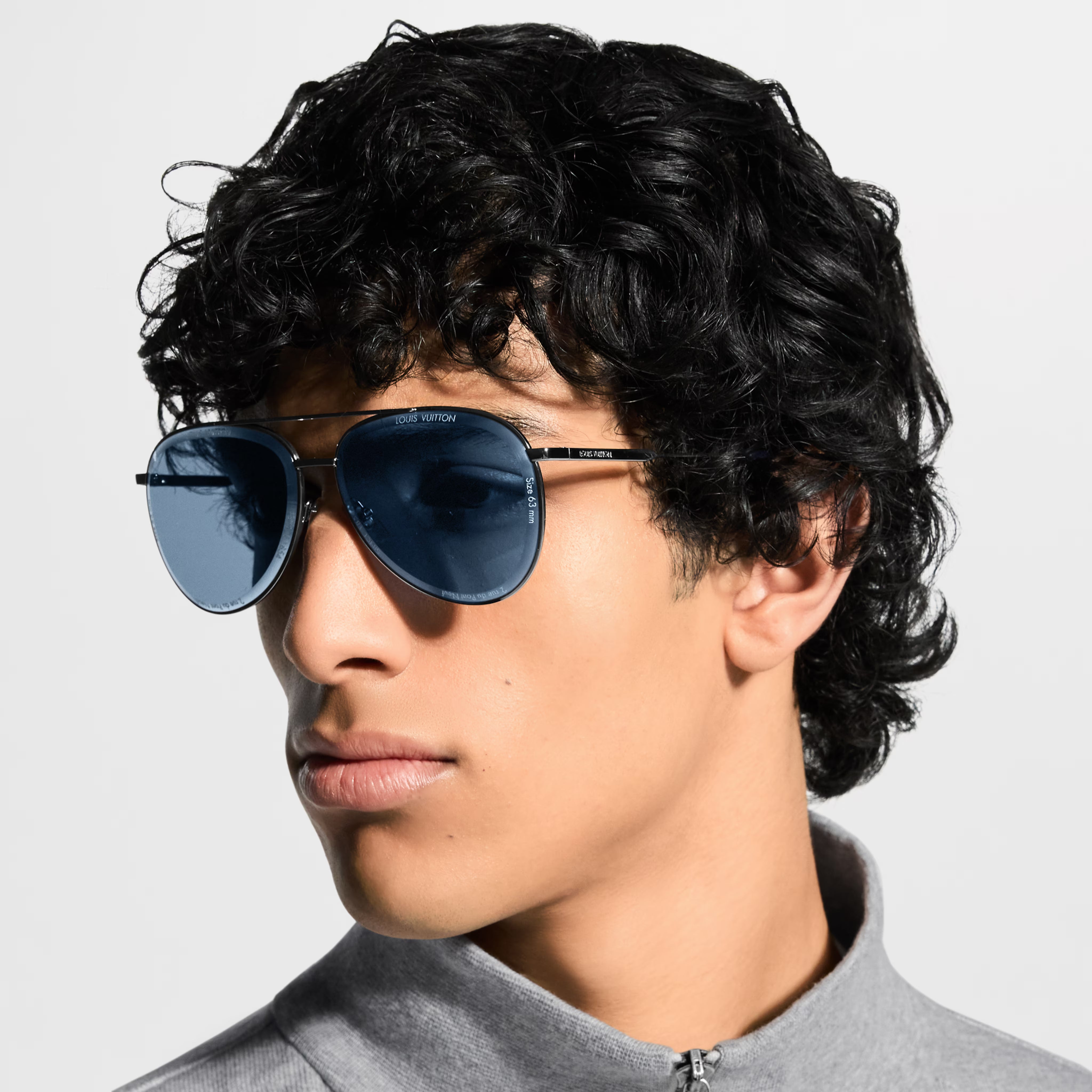 Louis Vuitton Men Pilot Frame Shiny Silver Sunglasses