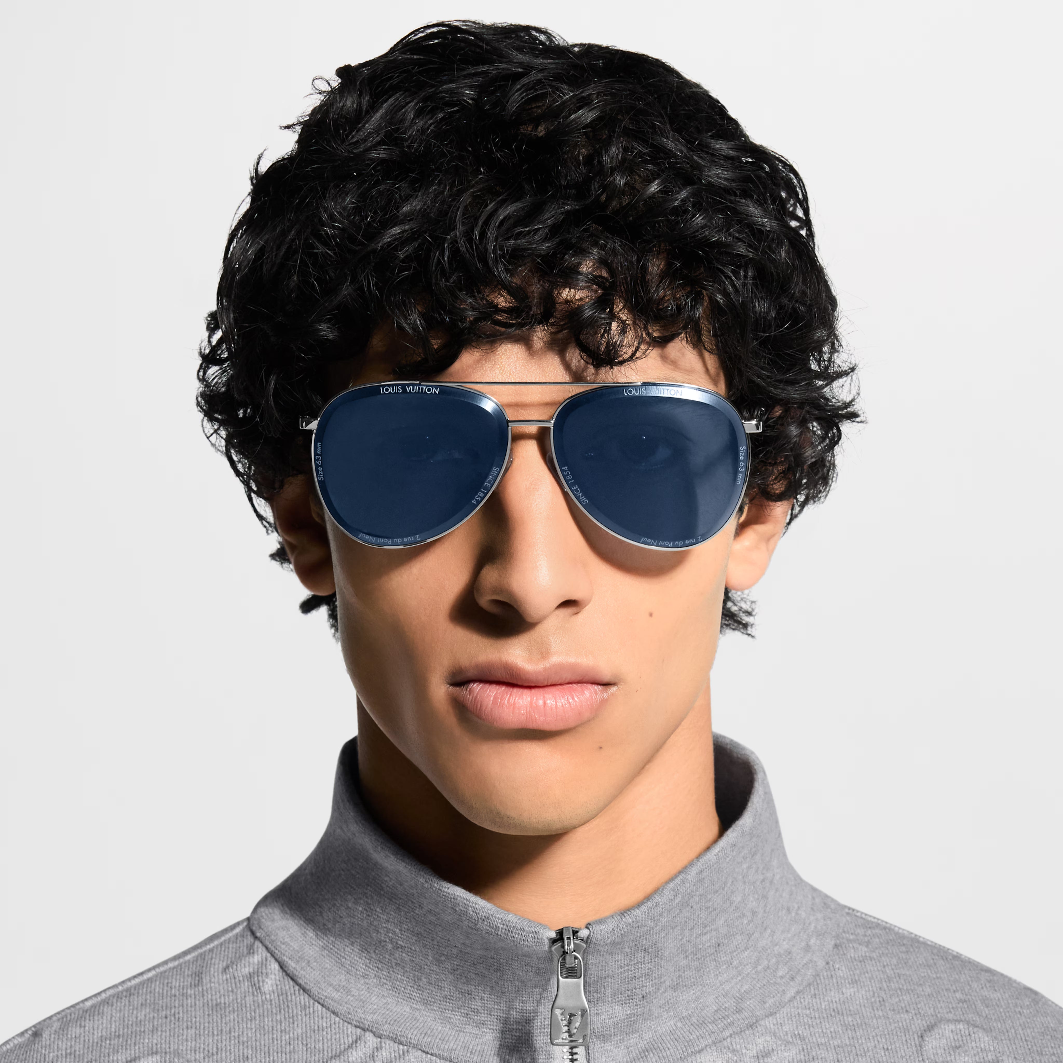 Louis Vuitton Men Pilot Frame Shiny Silver Sunglasses
