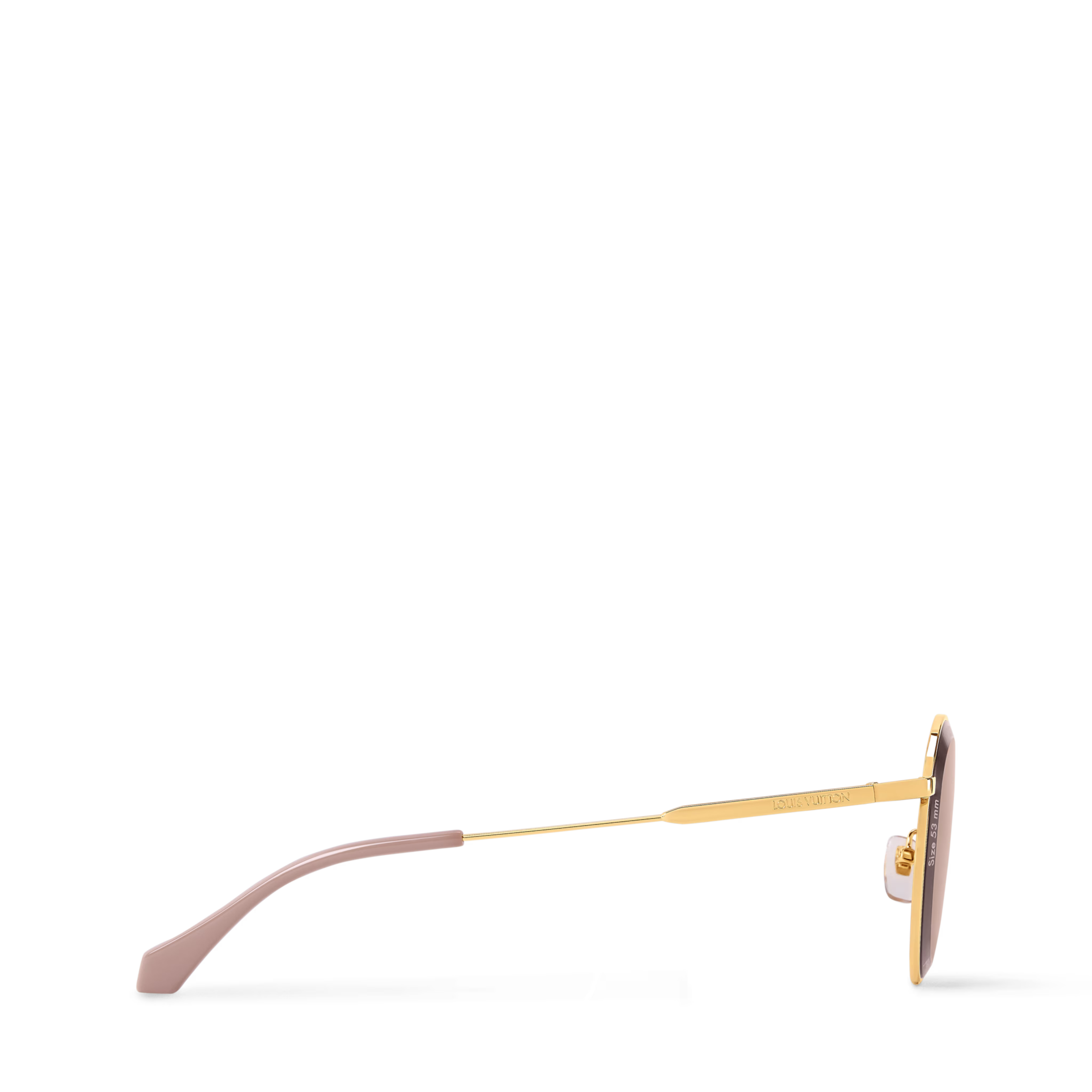 Louis Vuitton Men Round Frame Shiny Gold Sunglasses