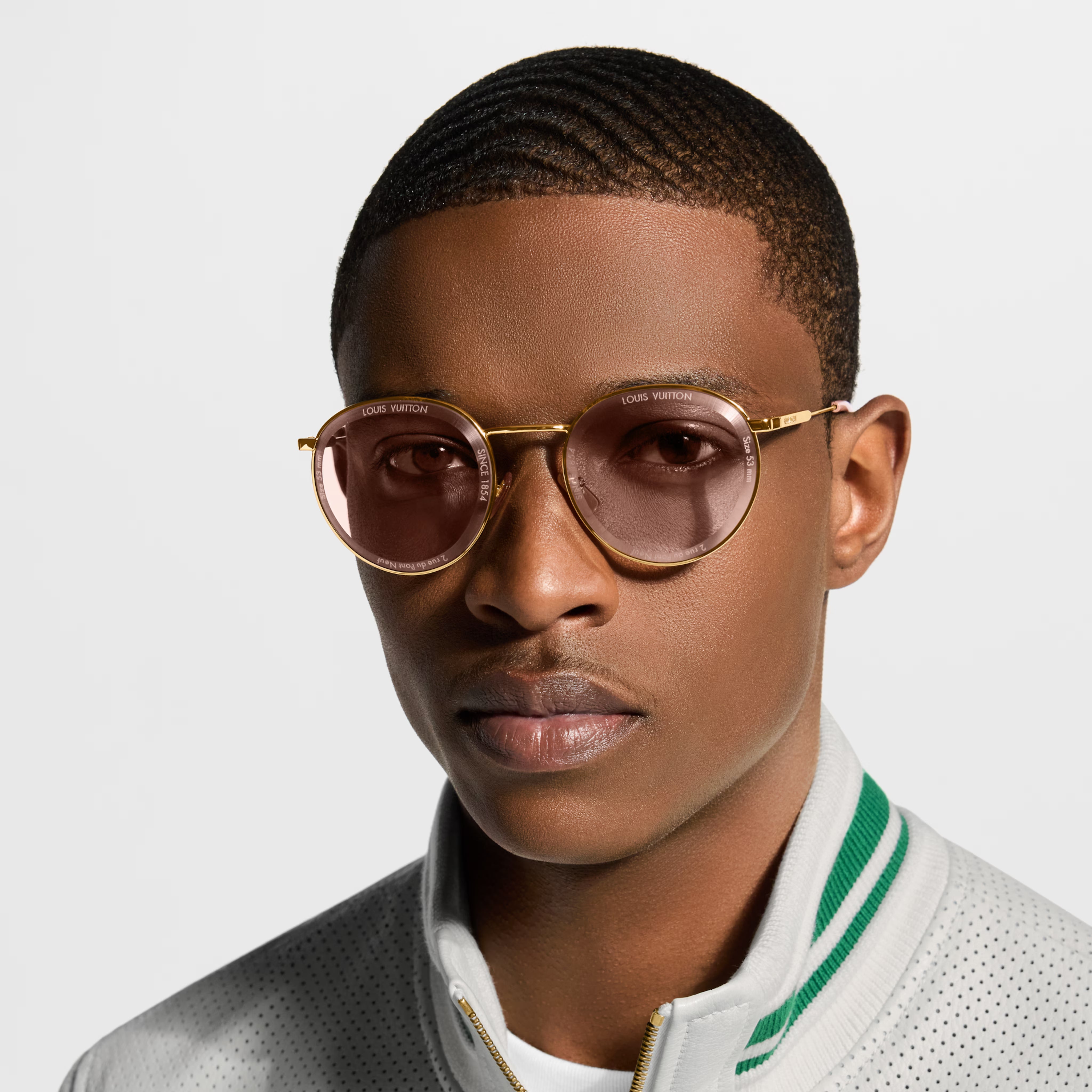 Louis Vuitton Men Round Frame Shiny Gold Sunglasses