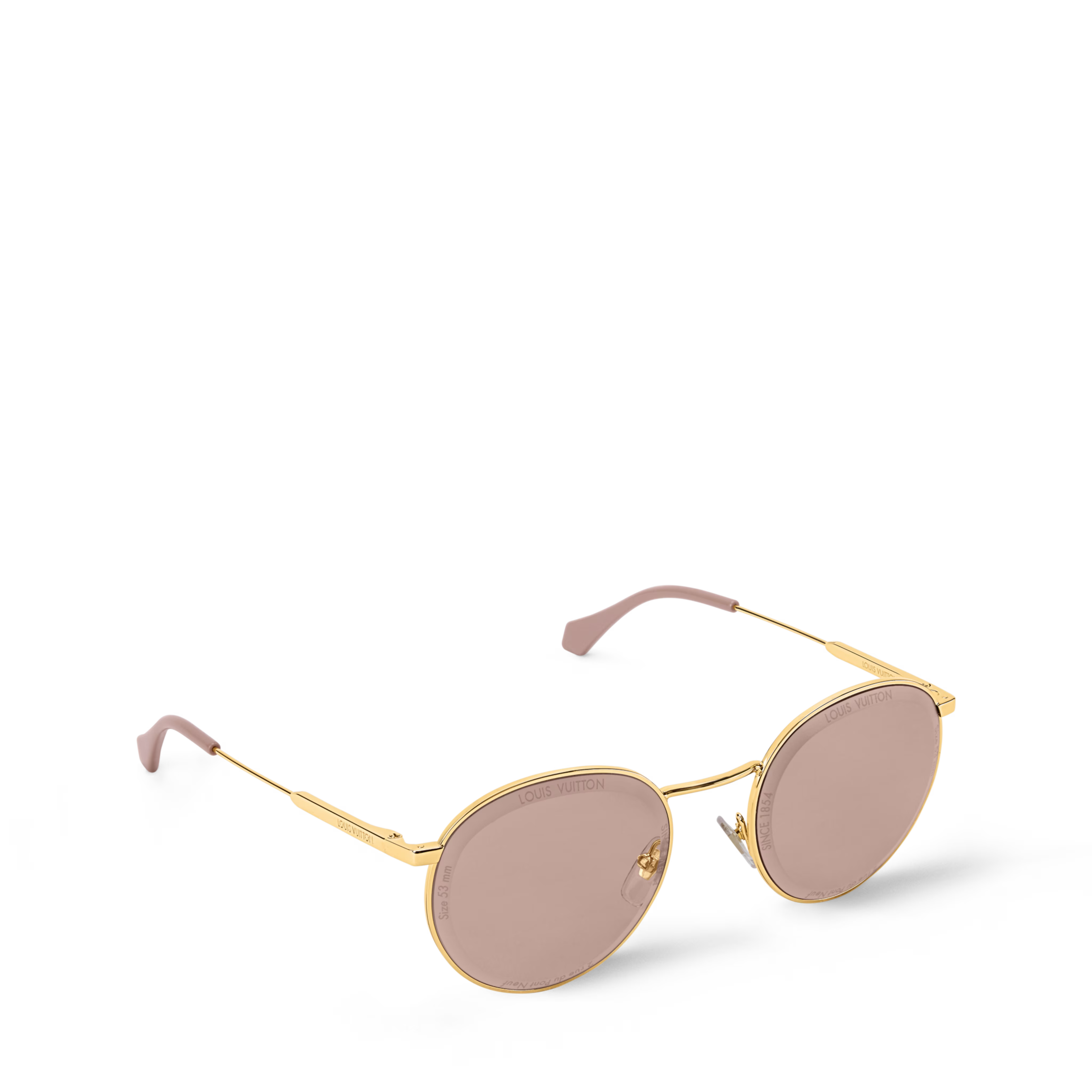 Louis Vuitton Men Round Frame Shiny Gold Sunglasses