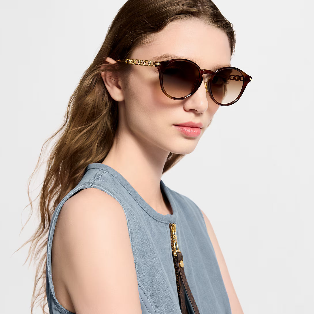 Louis Vuitton Women Round Frame Brown Sunglasses