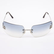 Chanel Coco Rhinestone Rimless Light Blue Sunglasses