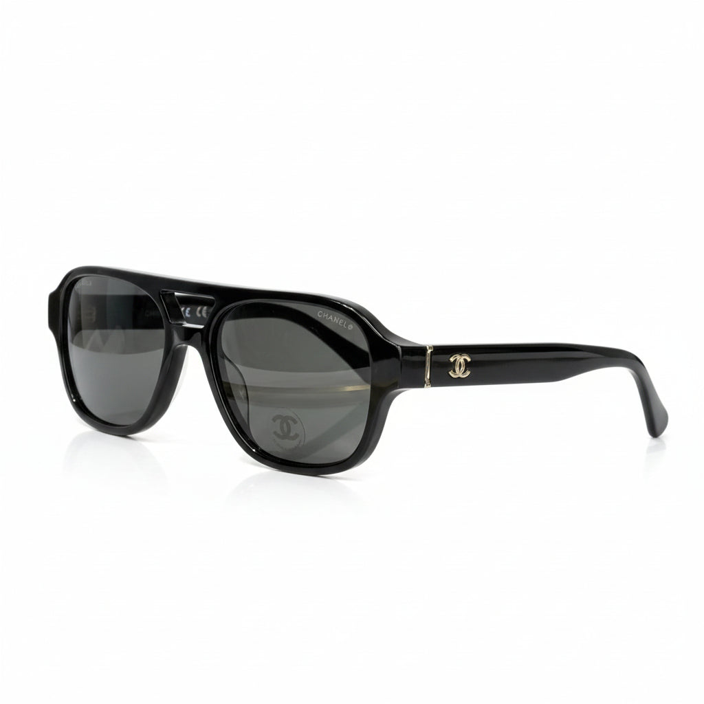 Chanel Rectangular Polarised Black Sunglasses
