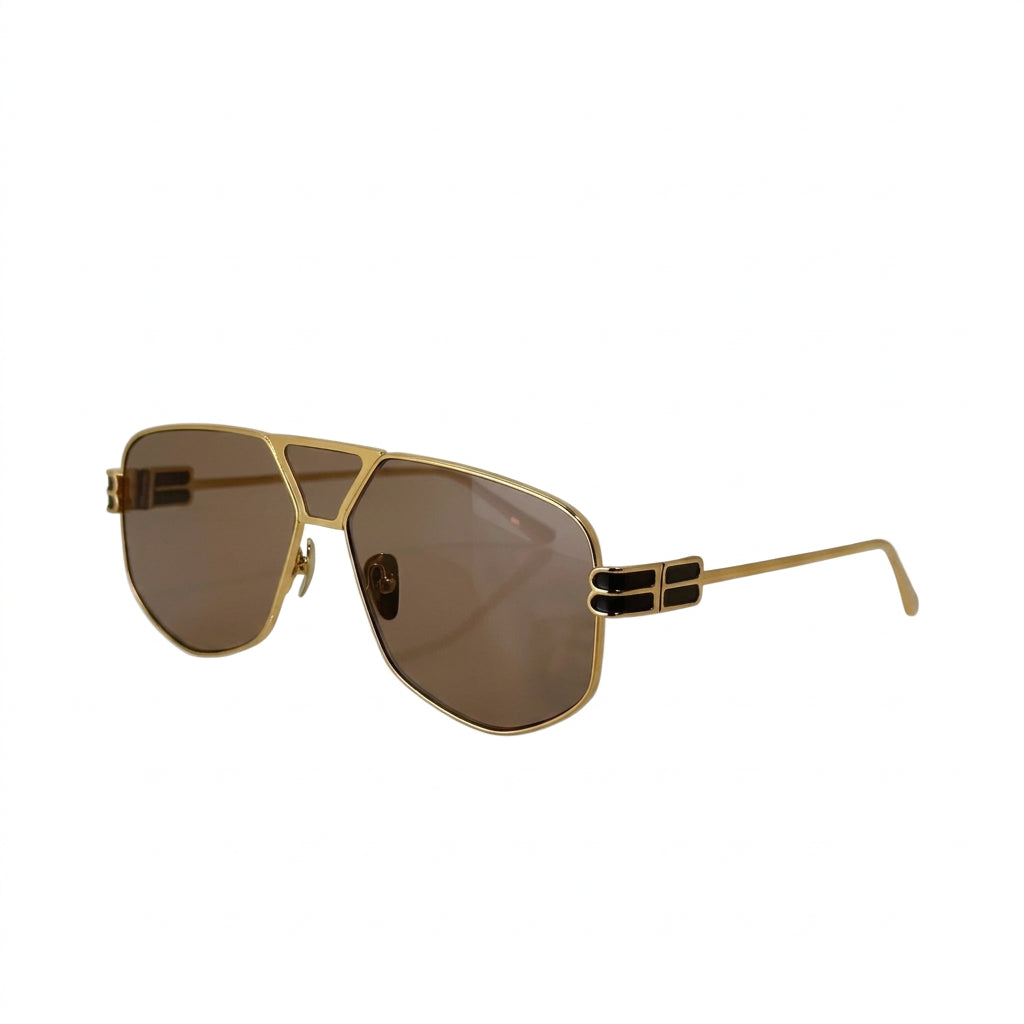 Balenciaga BB2267 002 Men Gold / Brown Sunglasses