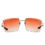 Maybach The Artist III Unisex P-WBZ-ZZ5 Brown/Cognac Wood Silver Diamond-Cut Rimless Luxury Sunglasses