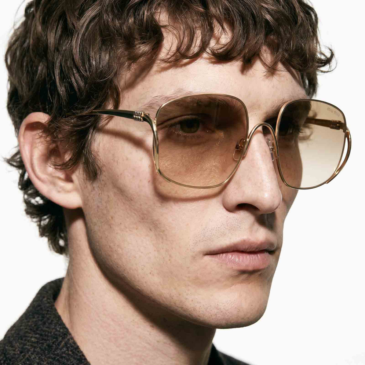 Miu Miu Women's MU A57S Oversized Square  Gold / Camomilla Yellow Gradient Sunglasses
